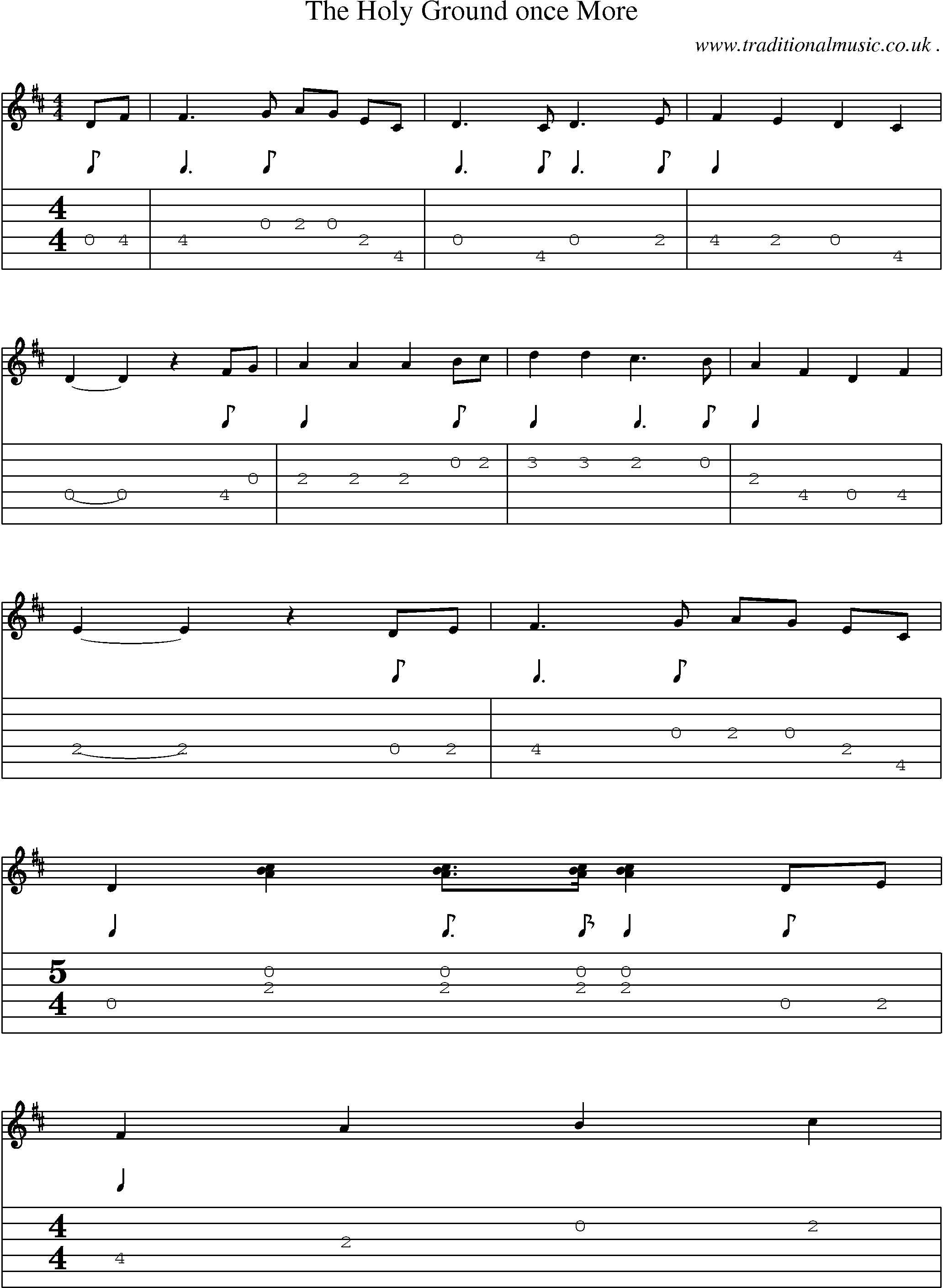 Sheet-Music and Guitar Tabs for The Holy Ground Once More