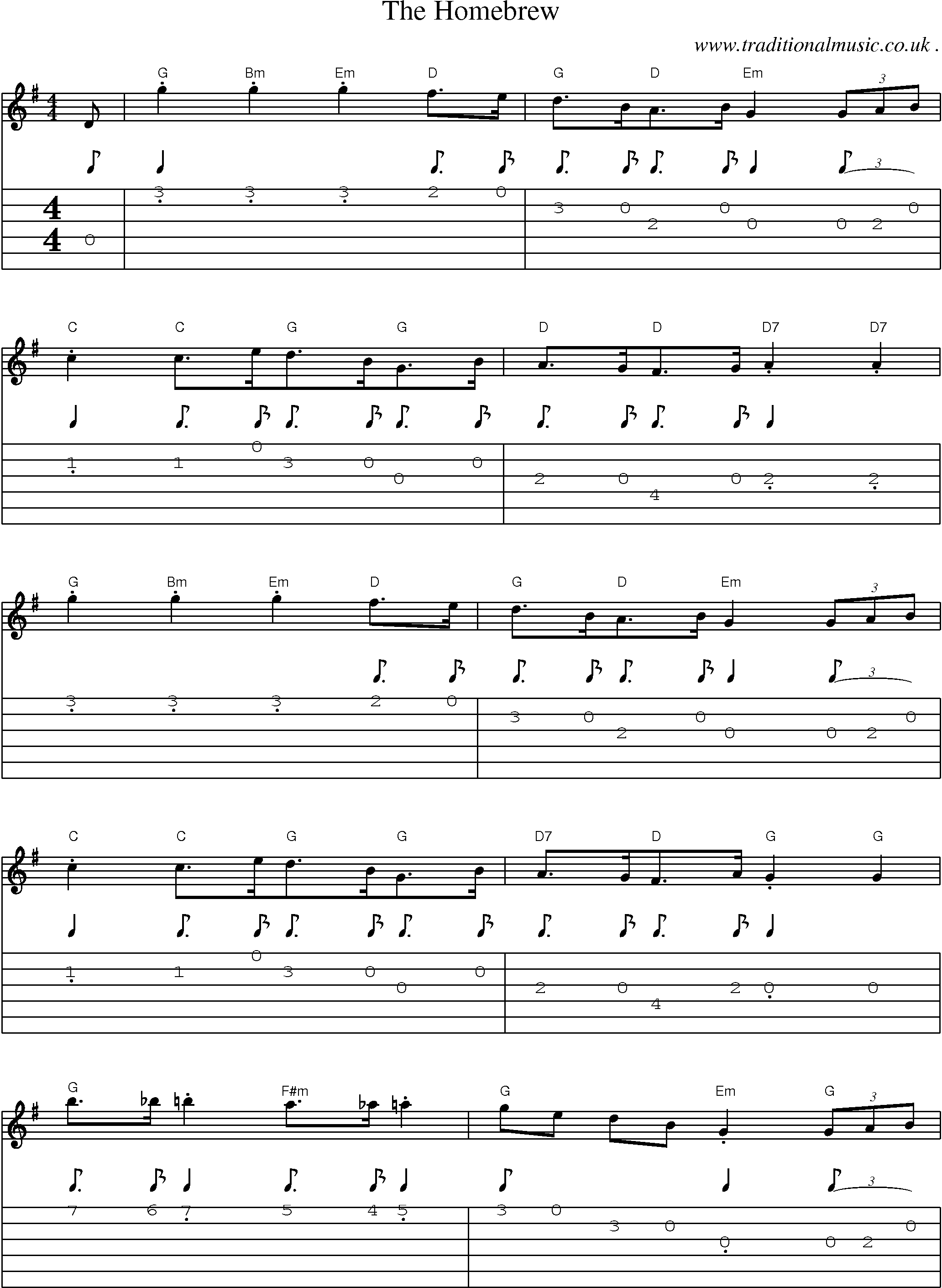 Sheet-Music and Guitar Tabs for The Homebrew