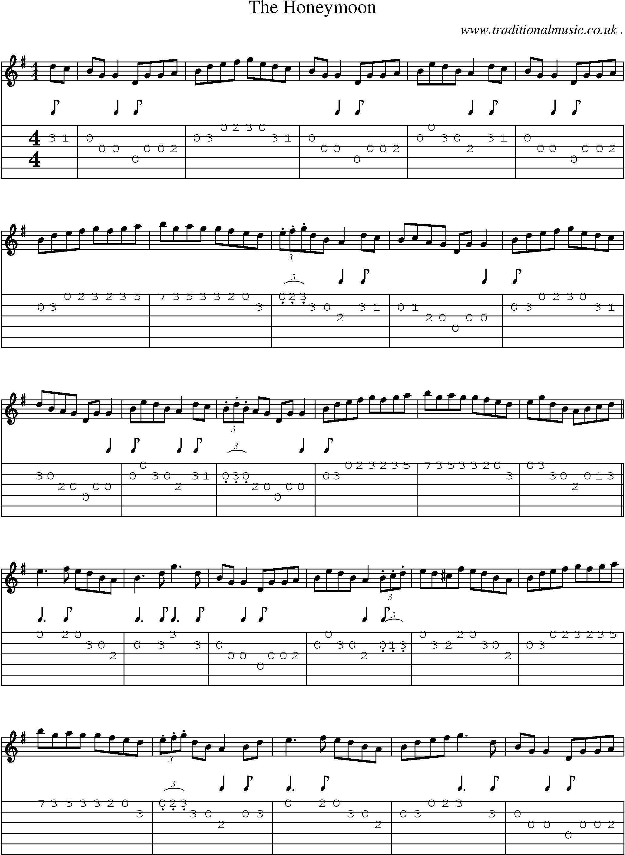 Sheet-Music and Guitar Tabs for The Honeymoon