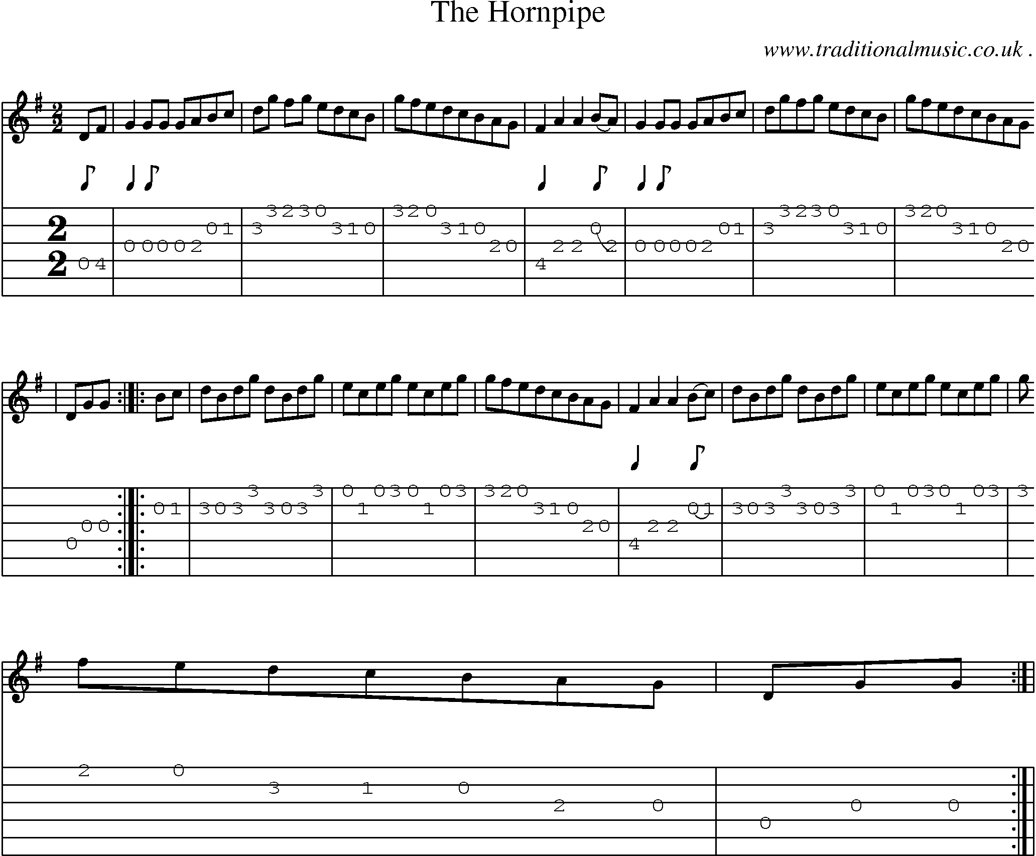 Sheet-Music and Guitar Tabs for The Hornpipe