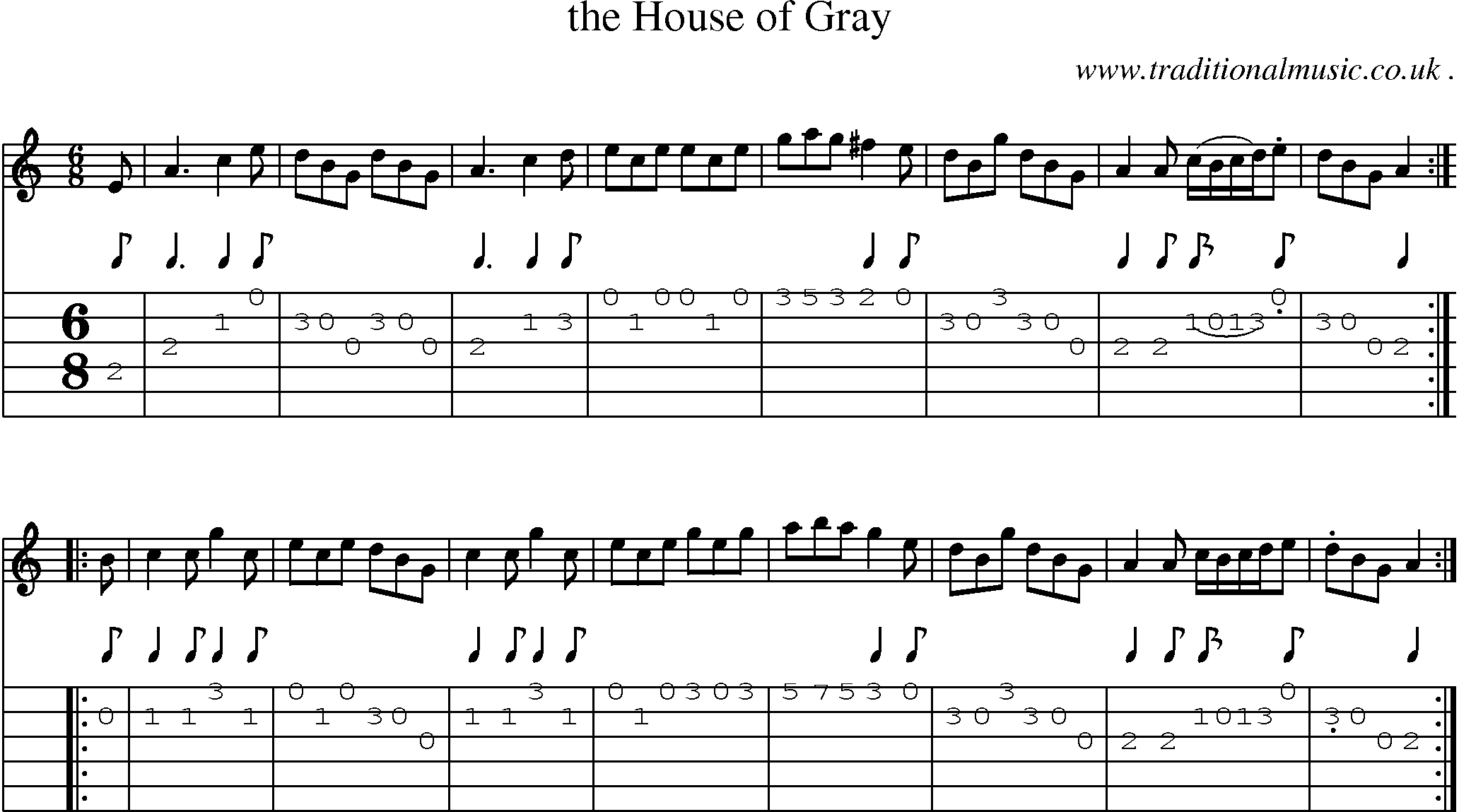 Sheet-Music and Guitar Tabs for The House Of Gray