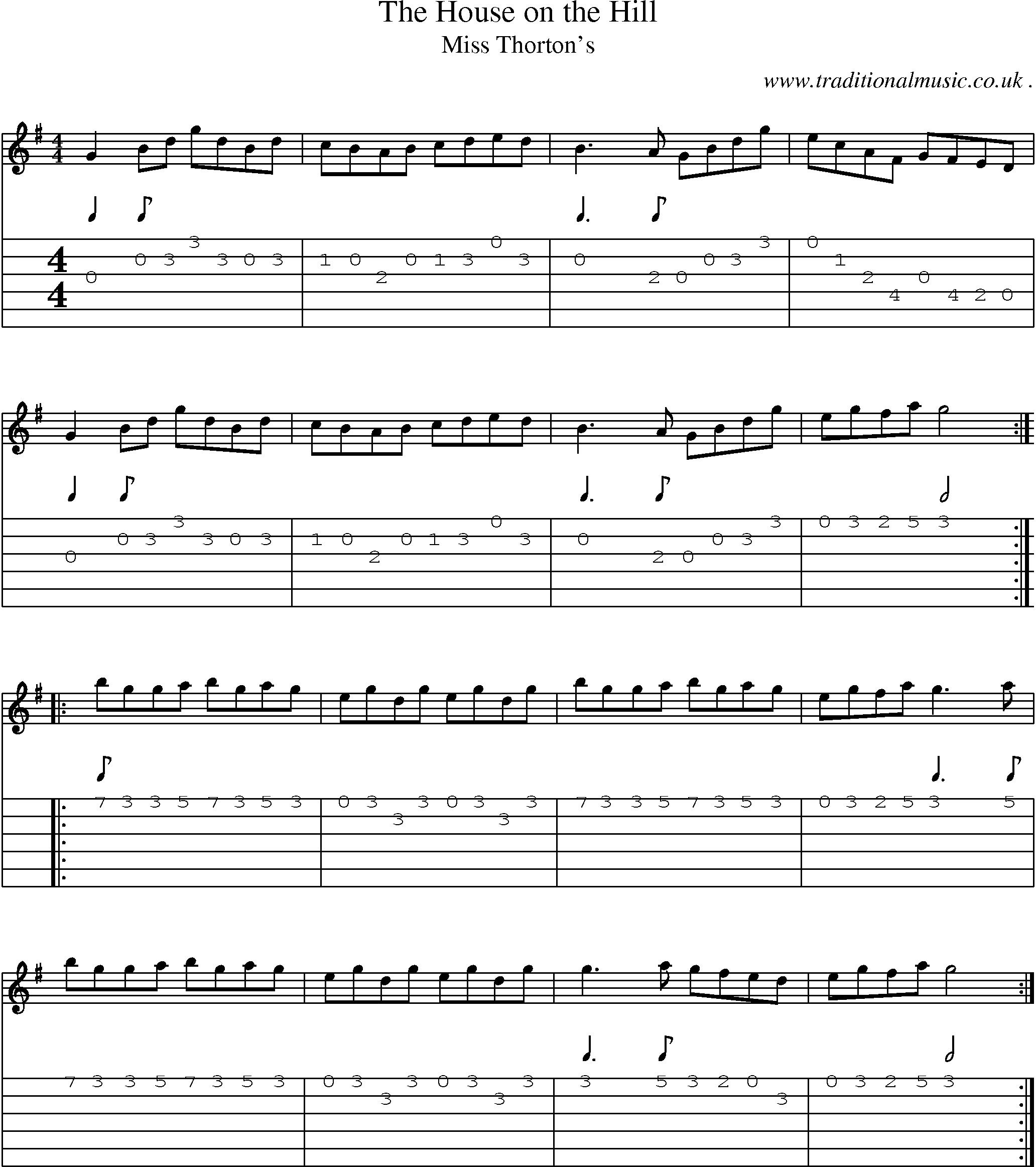 Sheet-Music and Guitar Tabs for The House On The Hill