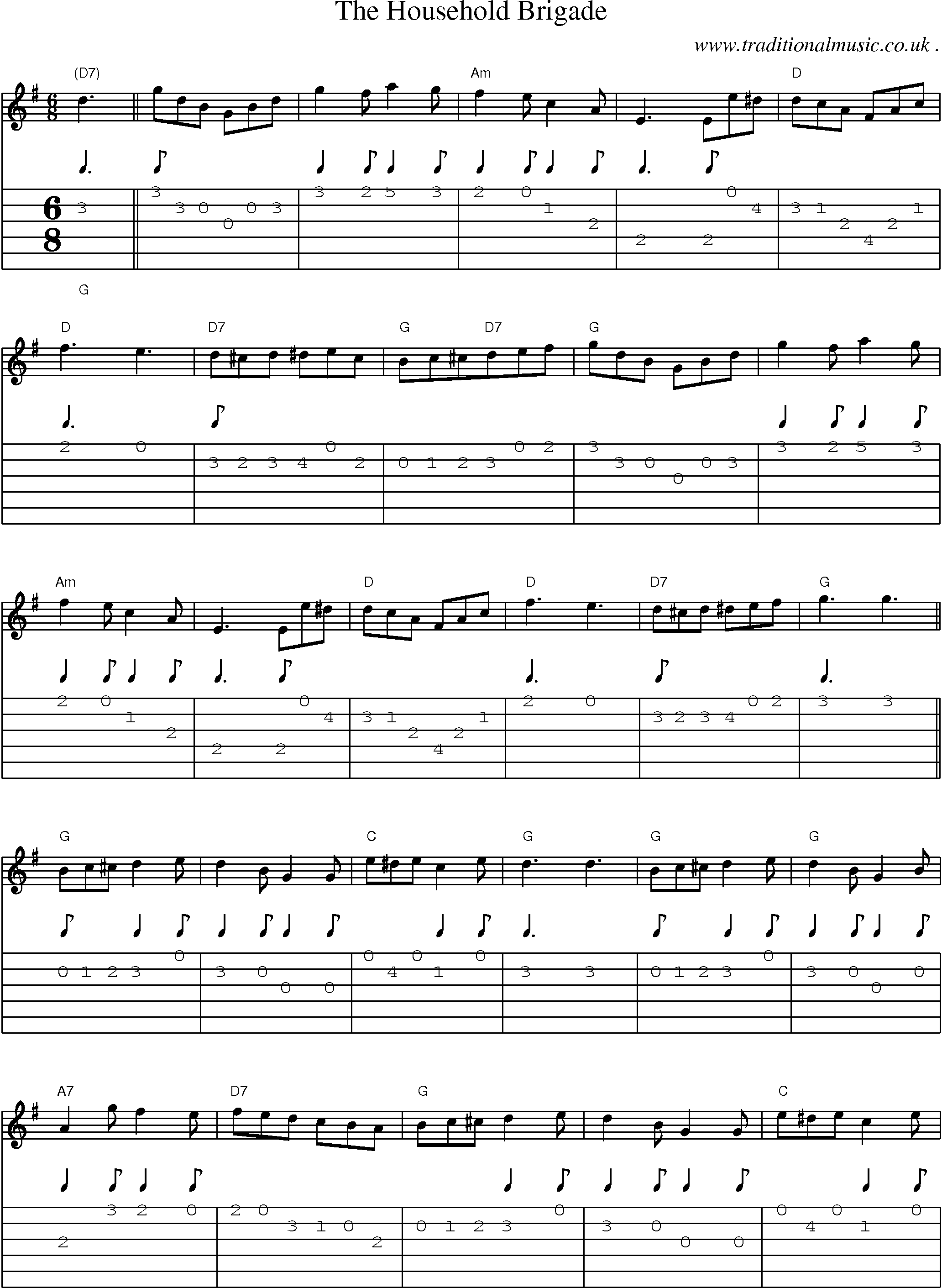 Sheet-Music and Guitar Tabs for The Household Brigade