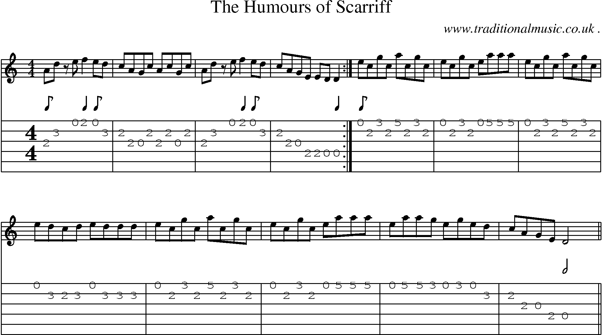 Sheet-Music and Guitar Tabs for The Humours Of Scarriff