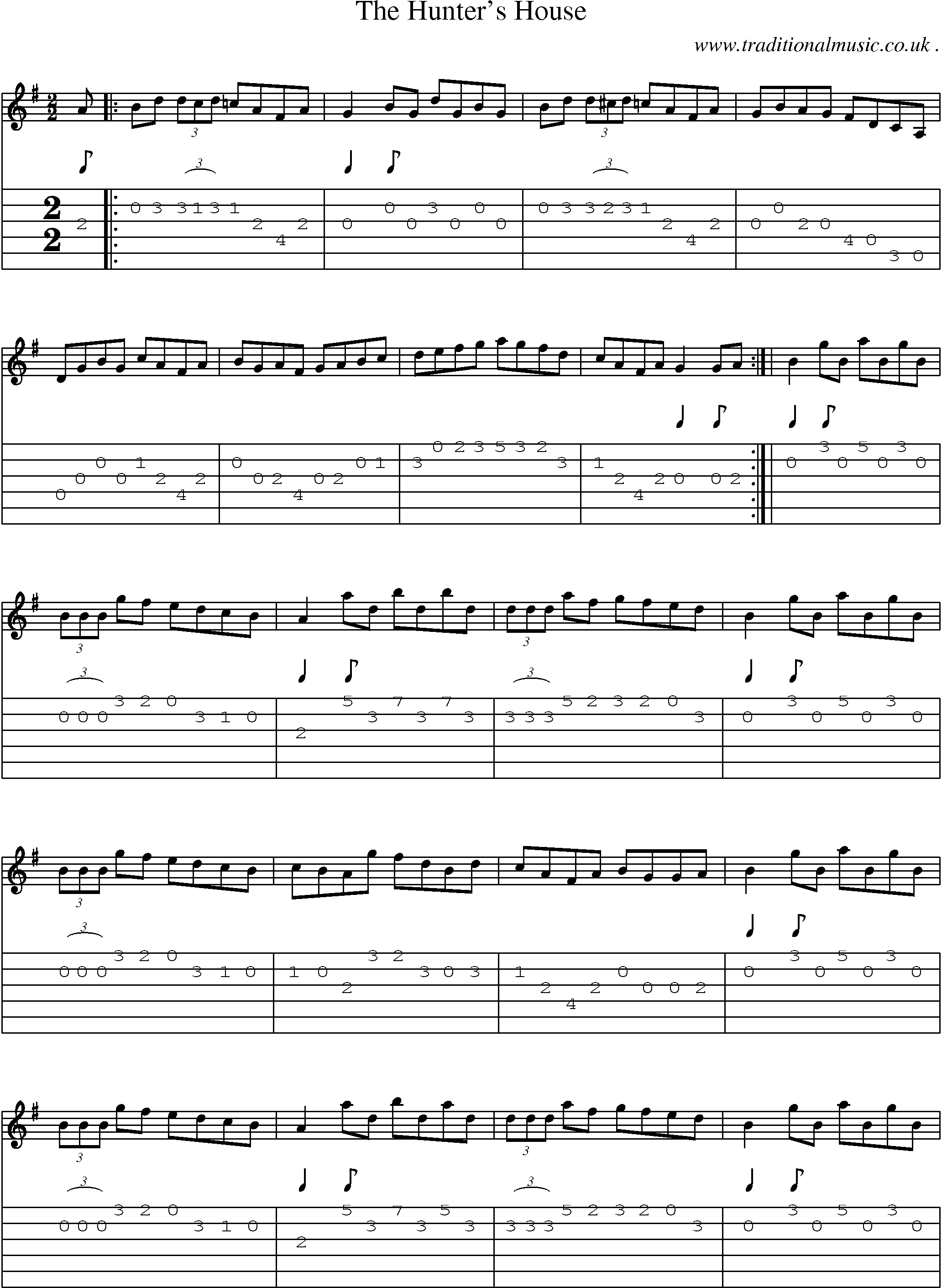 Sheet-Music and Guitar Tabs for The Hunters House