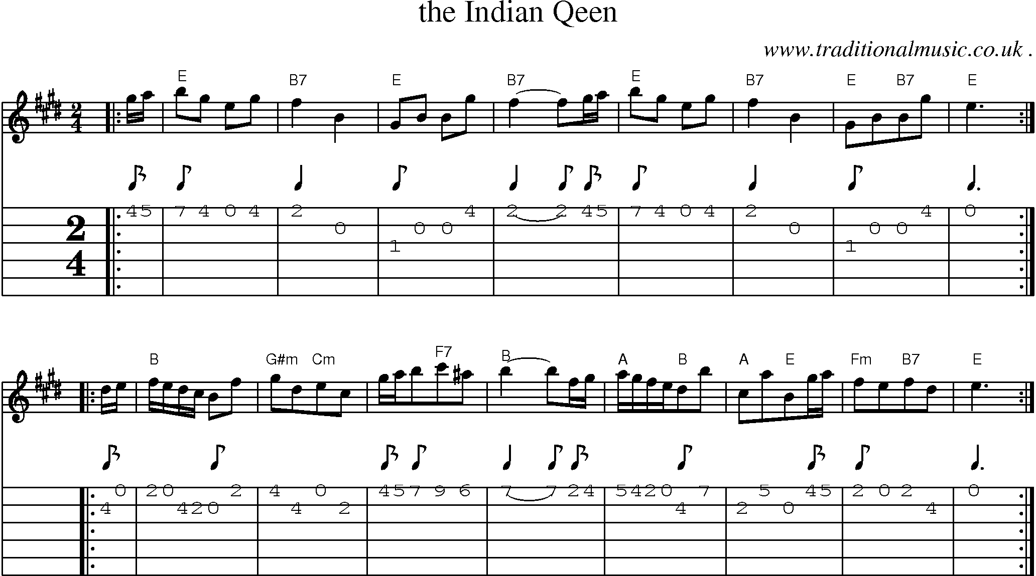 Sheet-Music and Guitar Tabs for The Indian Qeen