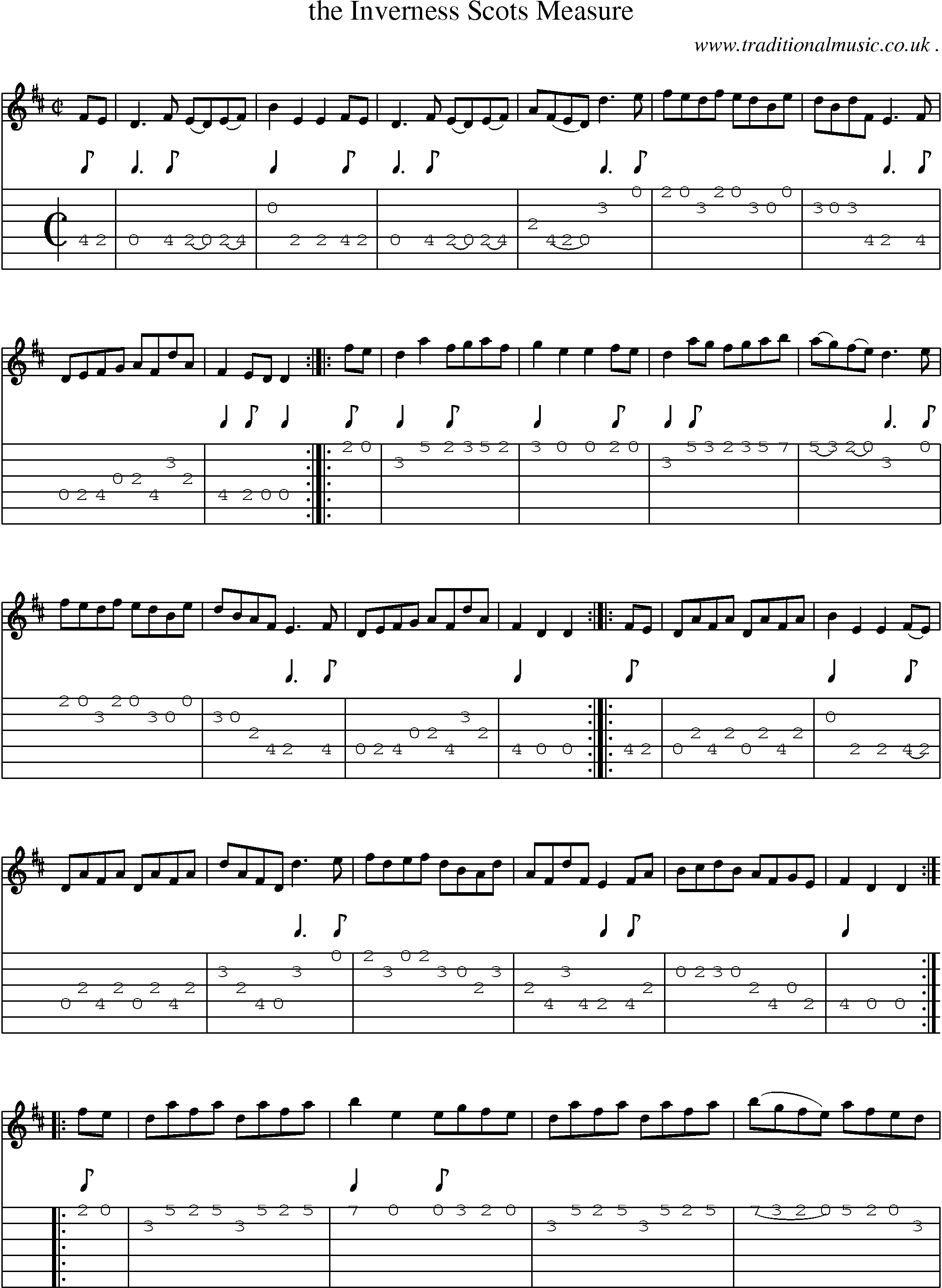 Sheet-Music and Guitar Tabs for The Inverness Scots Measure