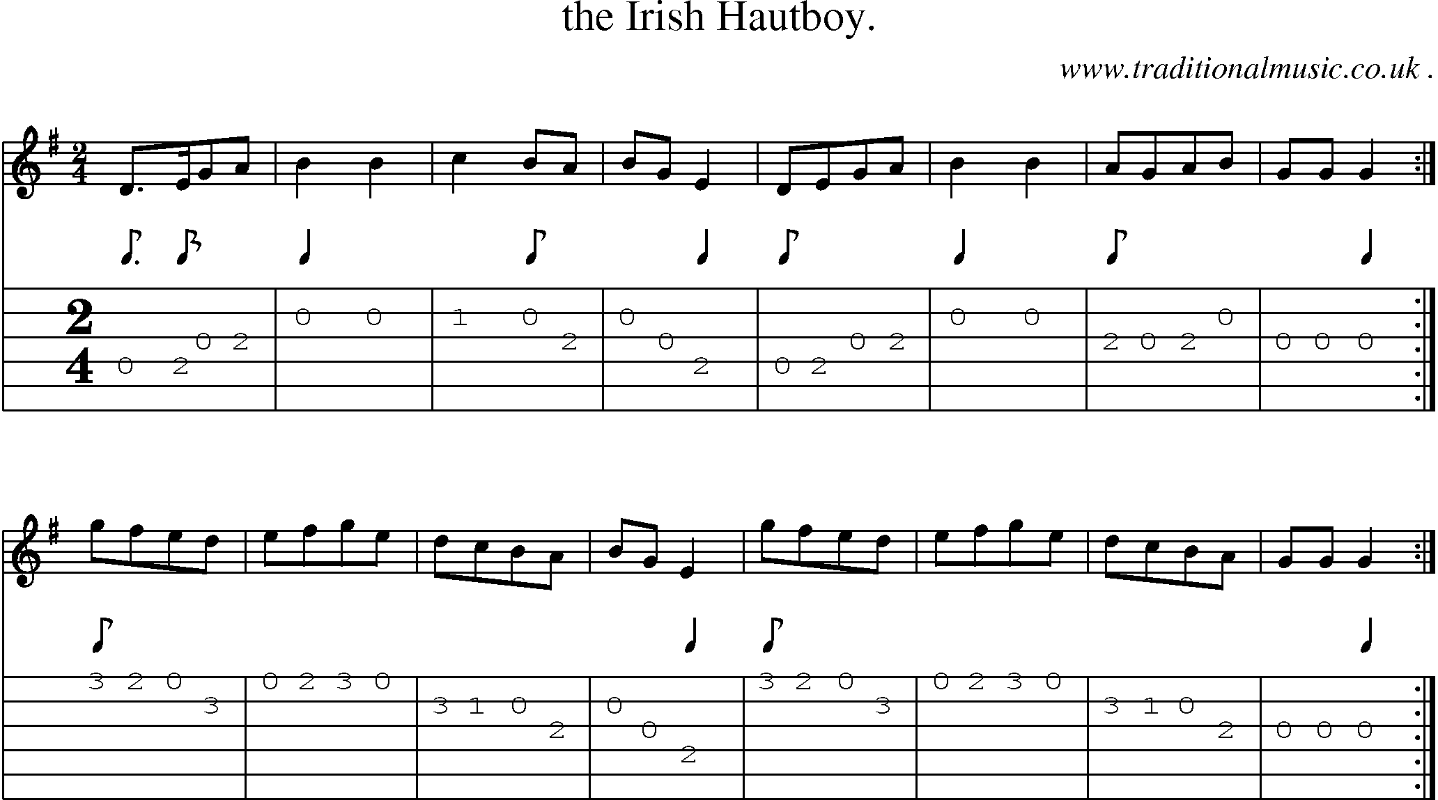 Sheet-Music and Guitar Tabs for The Irish Hautboy