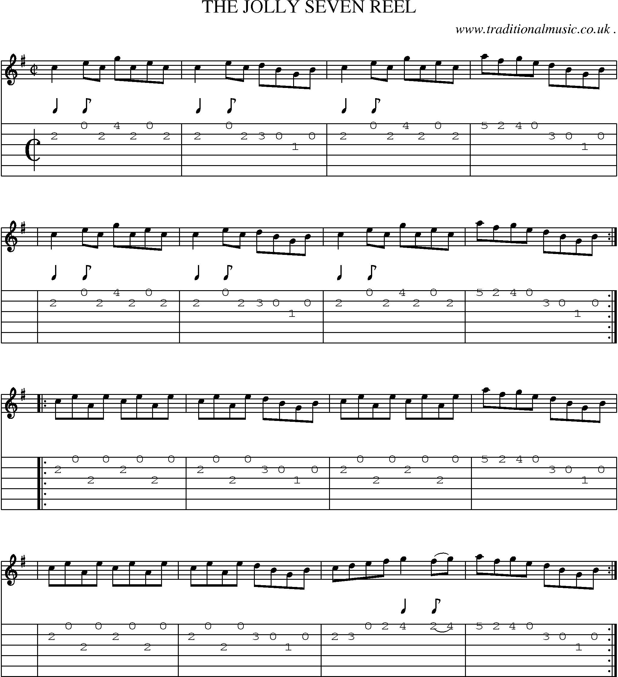 Sheet-Music and Guitar Tabs for The Jolly Seven Reel