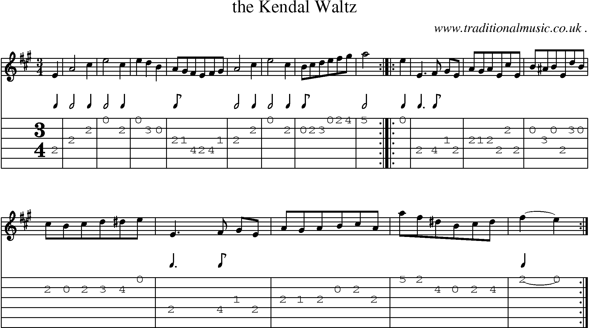 Sheet-Music and Guitar Tabs for The Kendal Waltz
