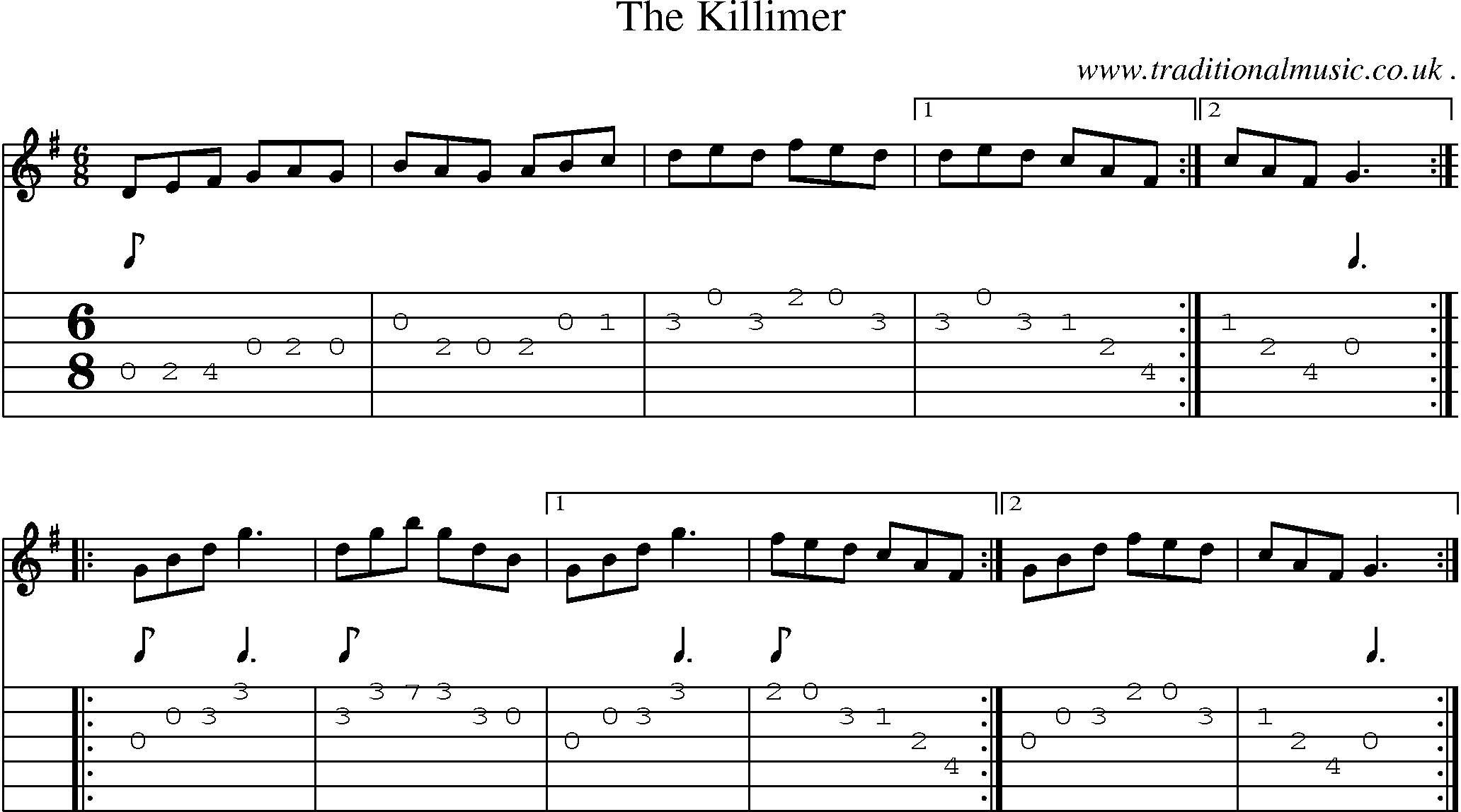 Sheet-Music and Guitar Tabs for The Killimer
