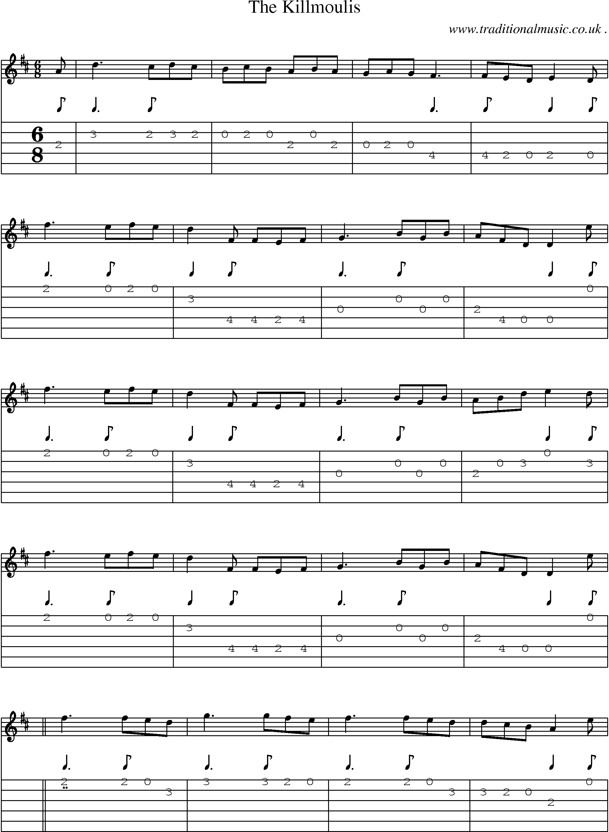 Sheet-Music and Guitar Tabs for The Killmoulis