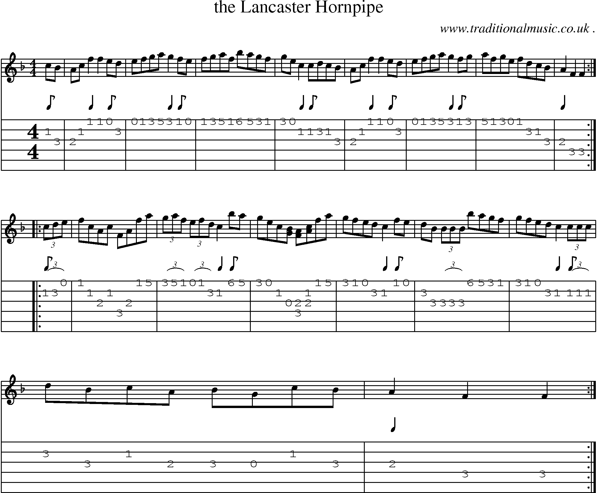 Sheet-Music and Guitar Tabs for The Lancaster Hornpipe