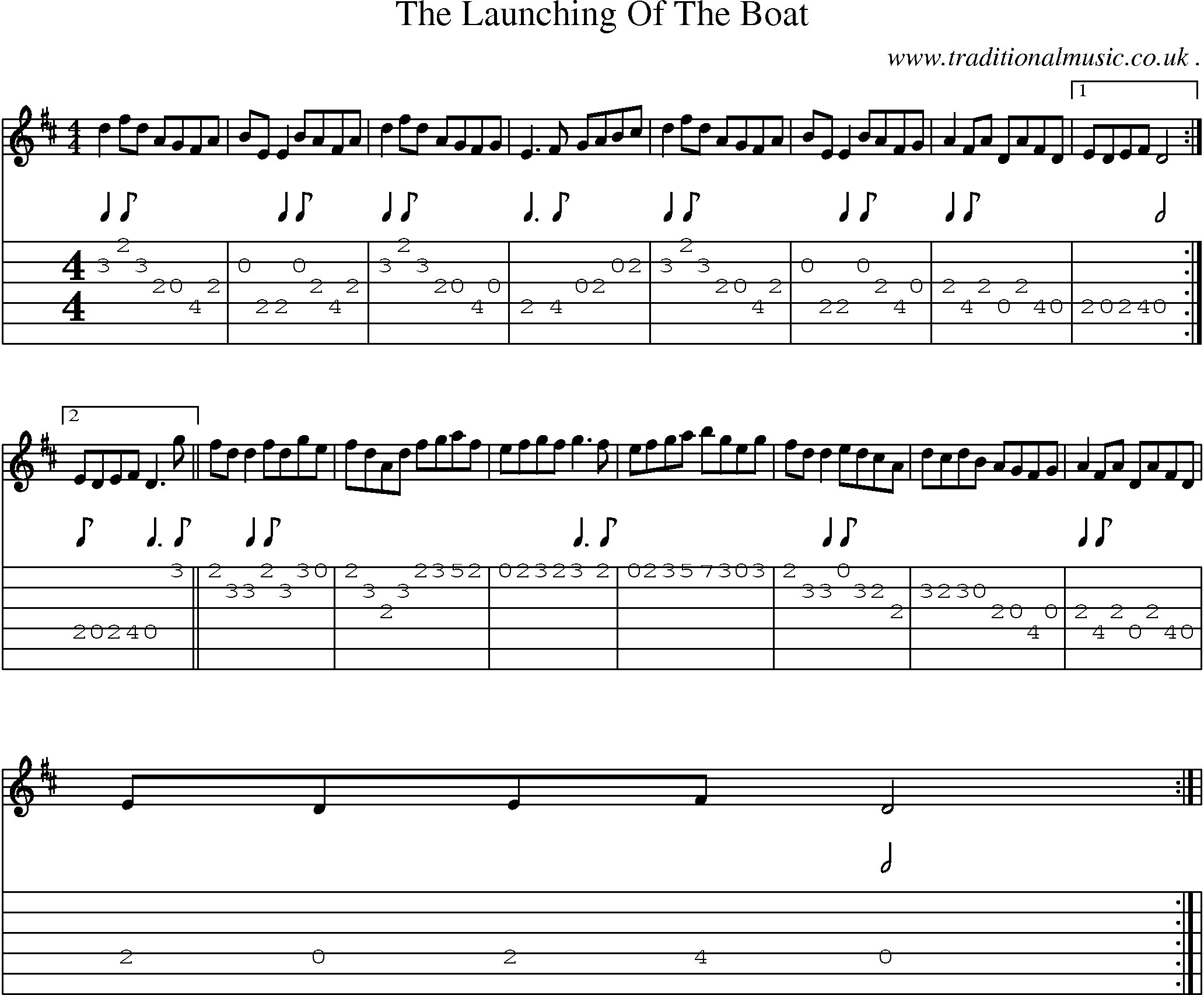 Sheet-Music and Guitar Tabs for The Launching Of The Boat