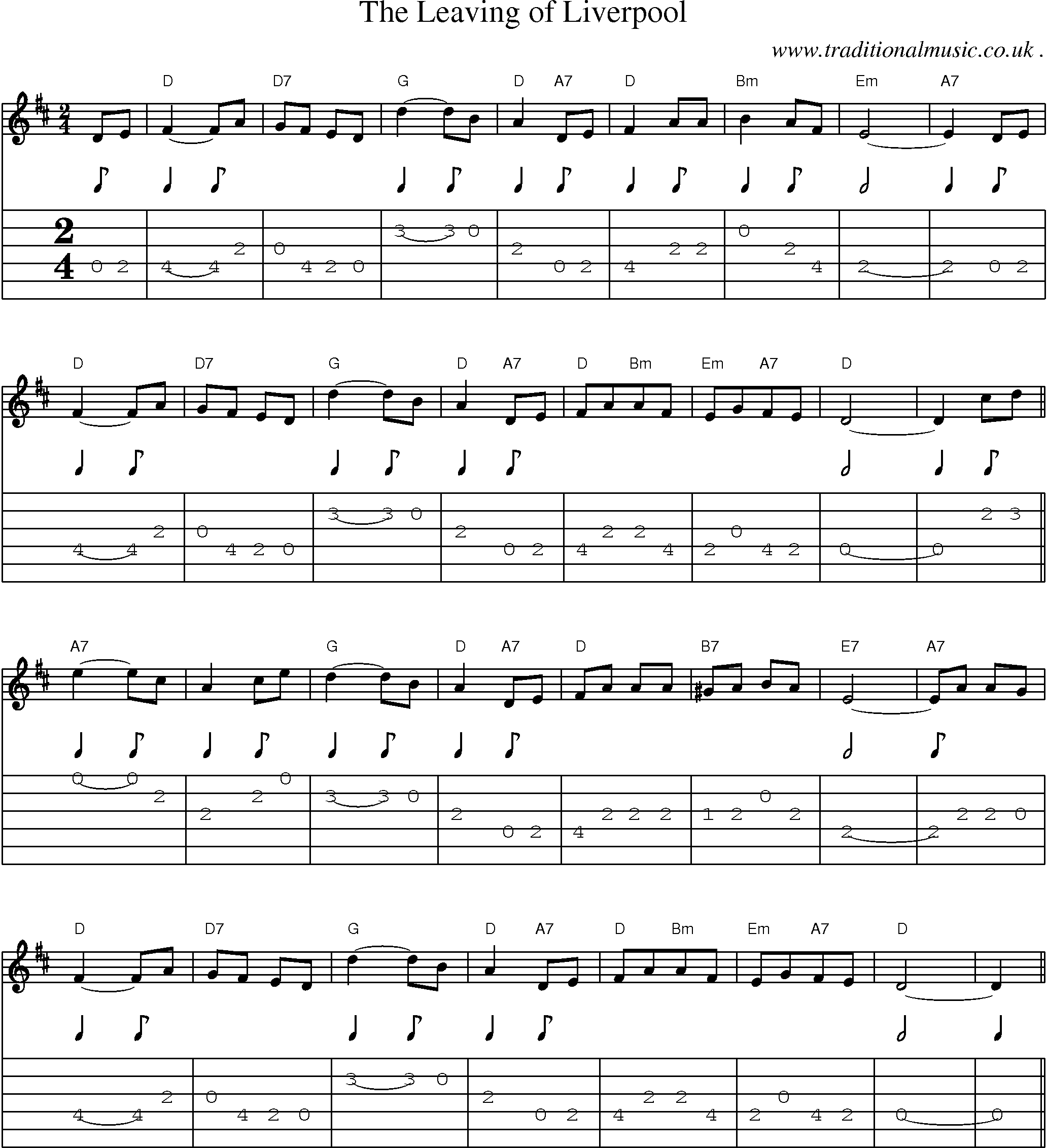 Sheet-Music and Guitar Tabs for The Leaving Of Liverpool