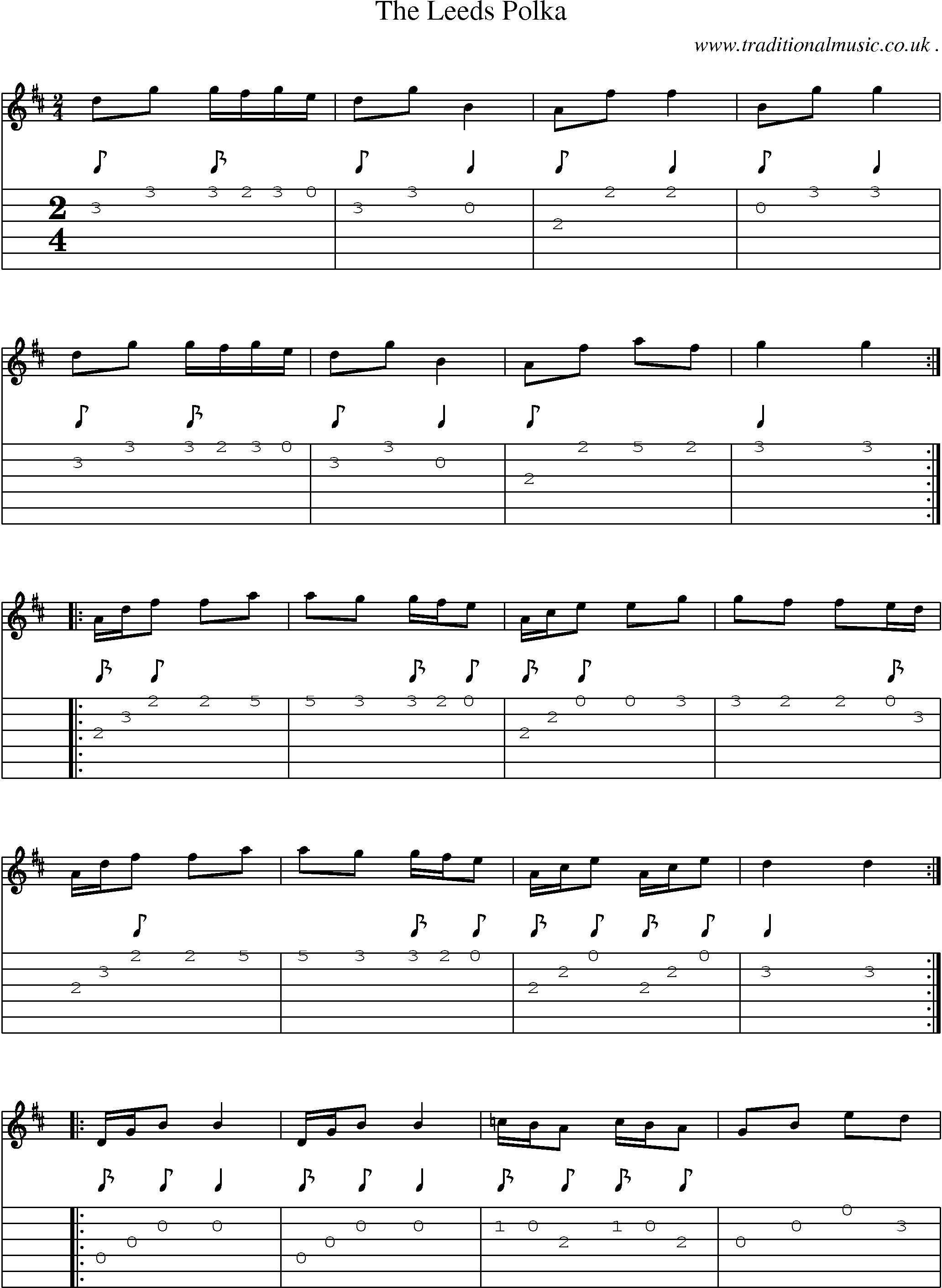 Sheet-Music and Guitar Tabs for The Leeds Polka