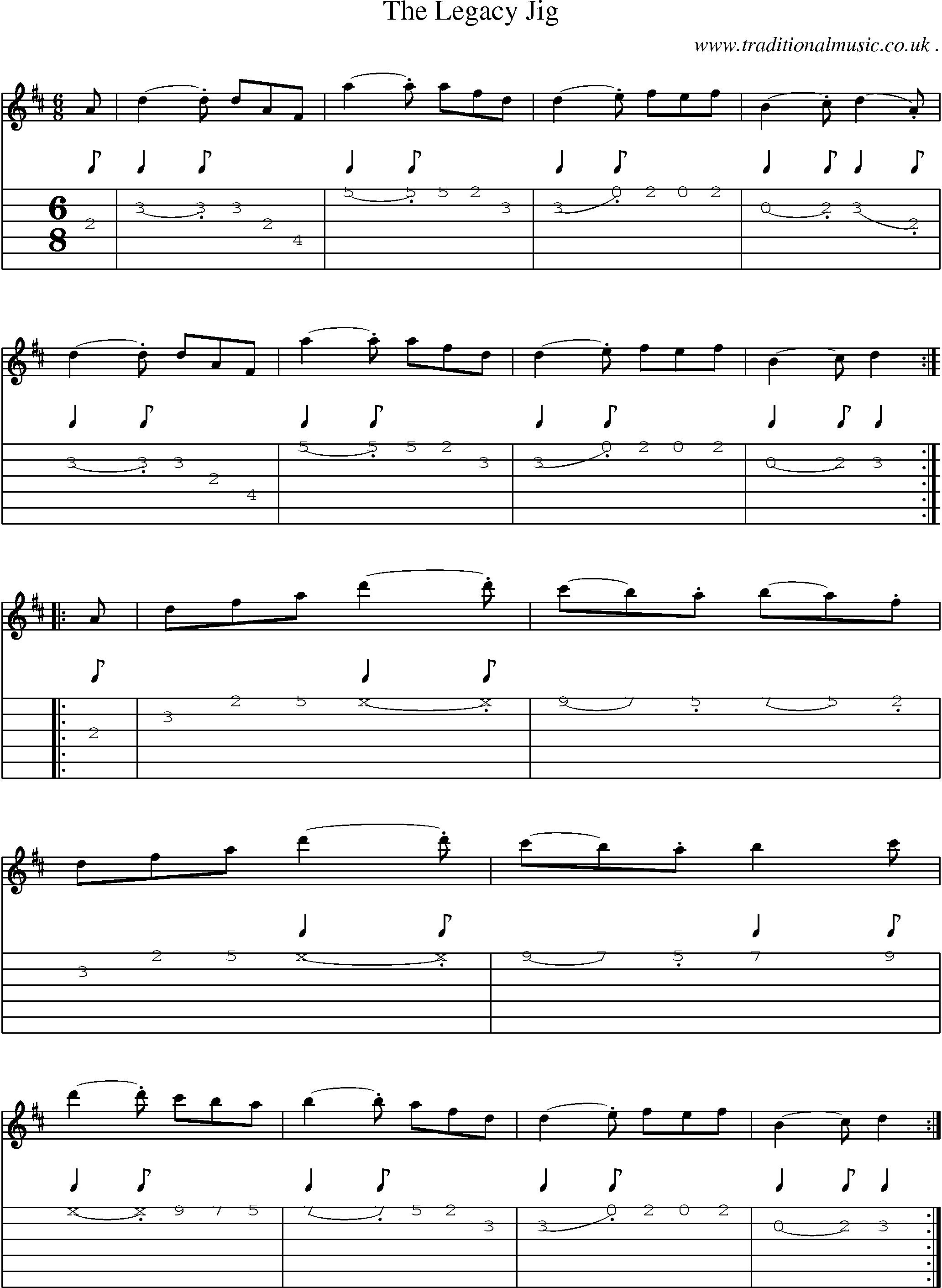 Sheet-Music and Guitar Tabs for The Legacy Jig