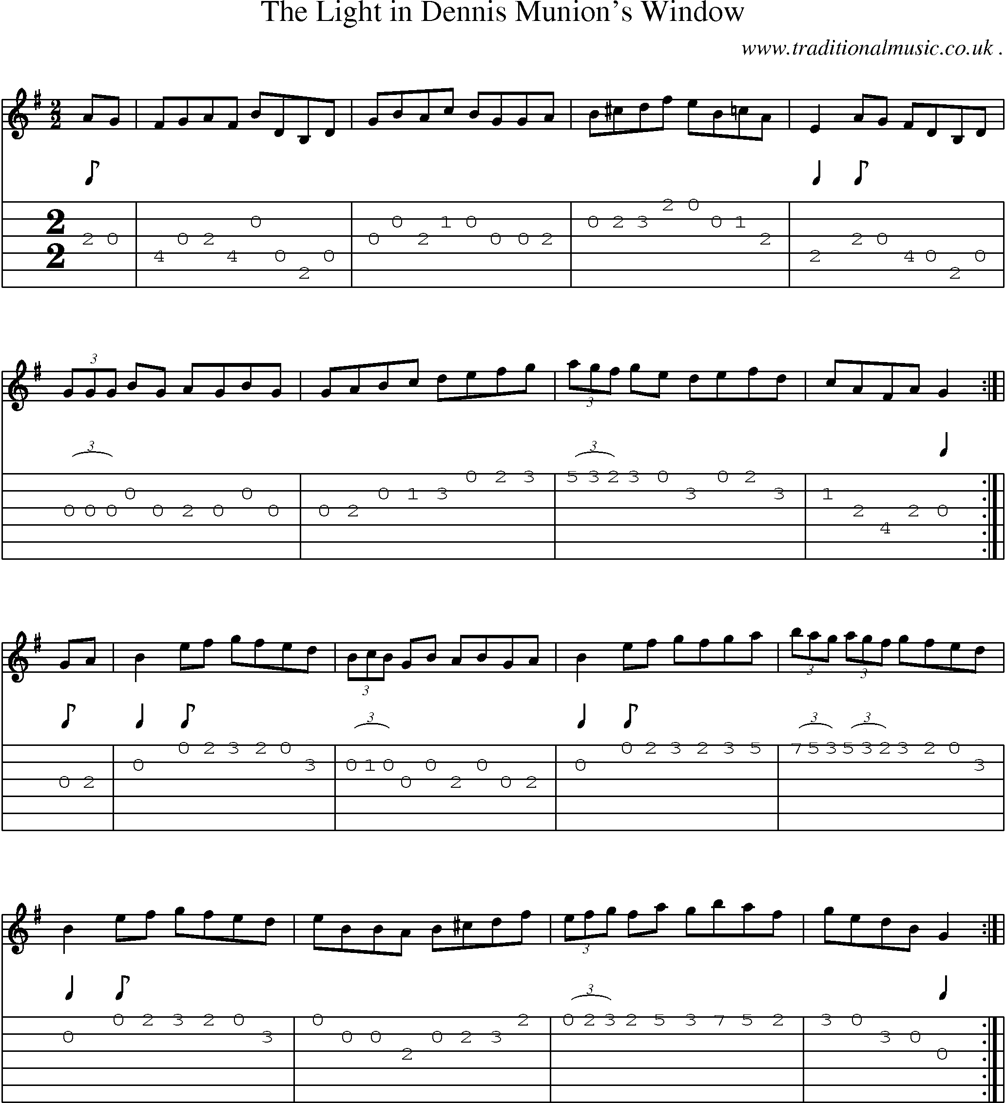 Sheet-Music and Guitar Tabs for The Light In Dennis Munions Window
