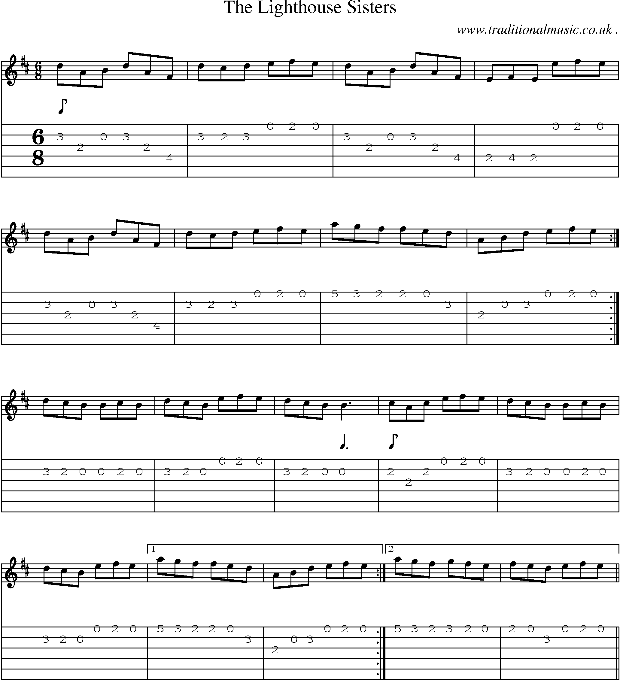 Sheet-Music and Guitar Tabs for The Lighthouse Sisters