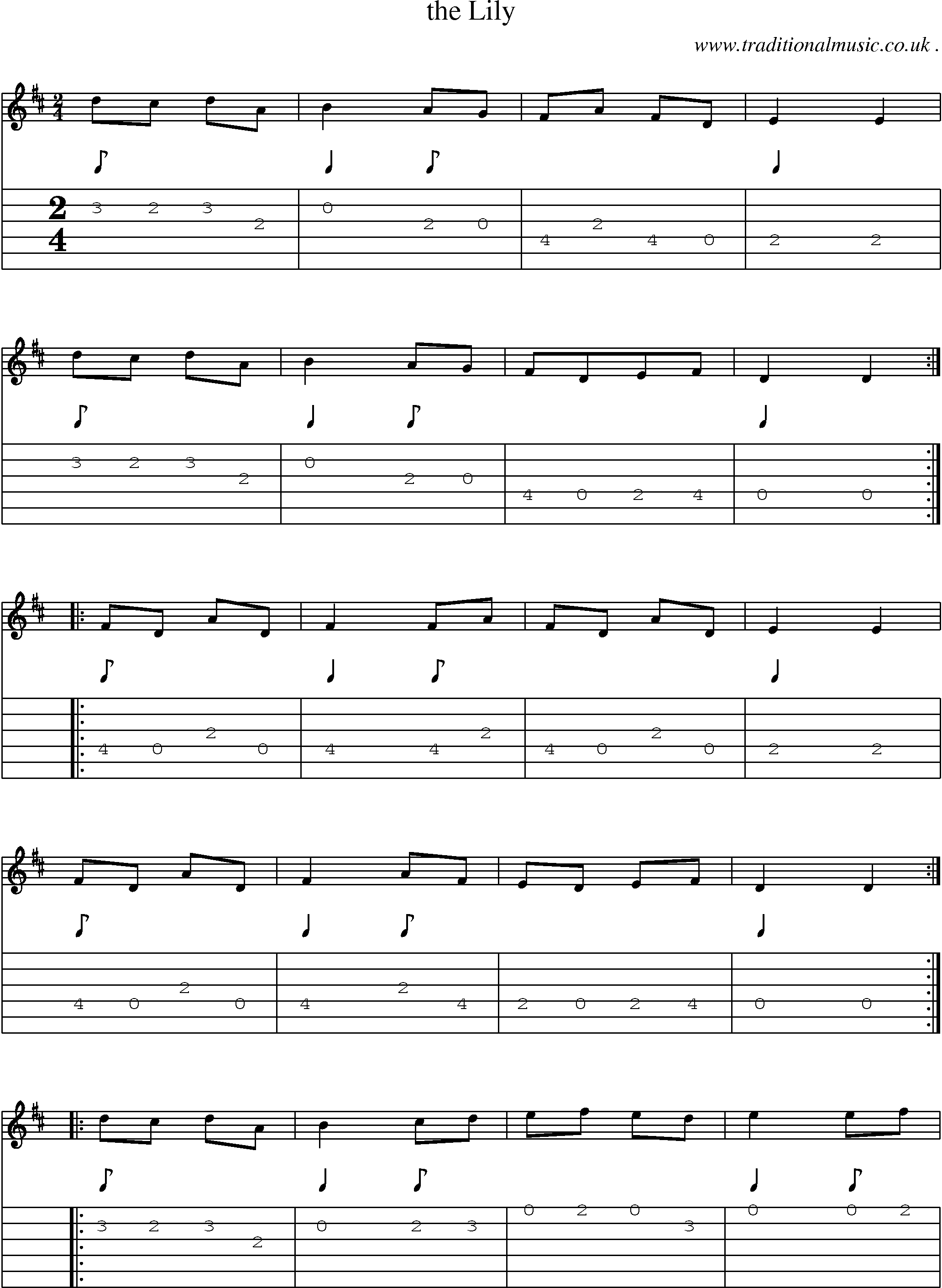 Sheet-Music and Guitar Tabs for The Lily