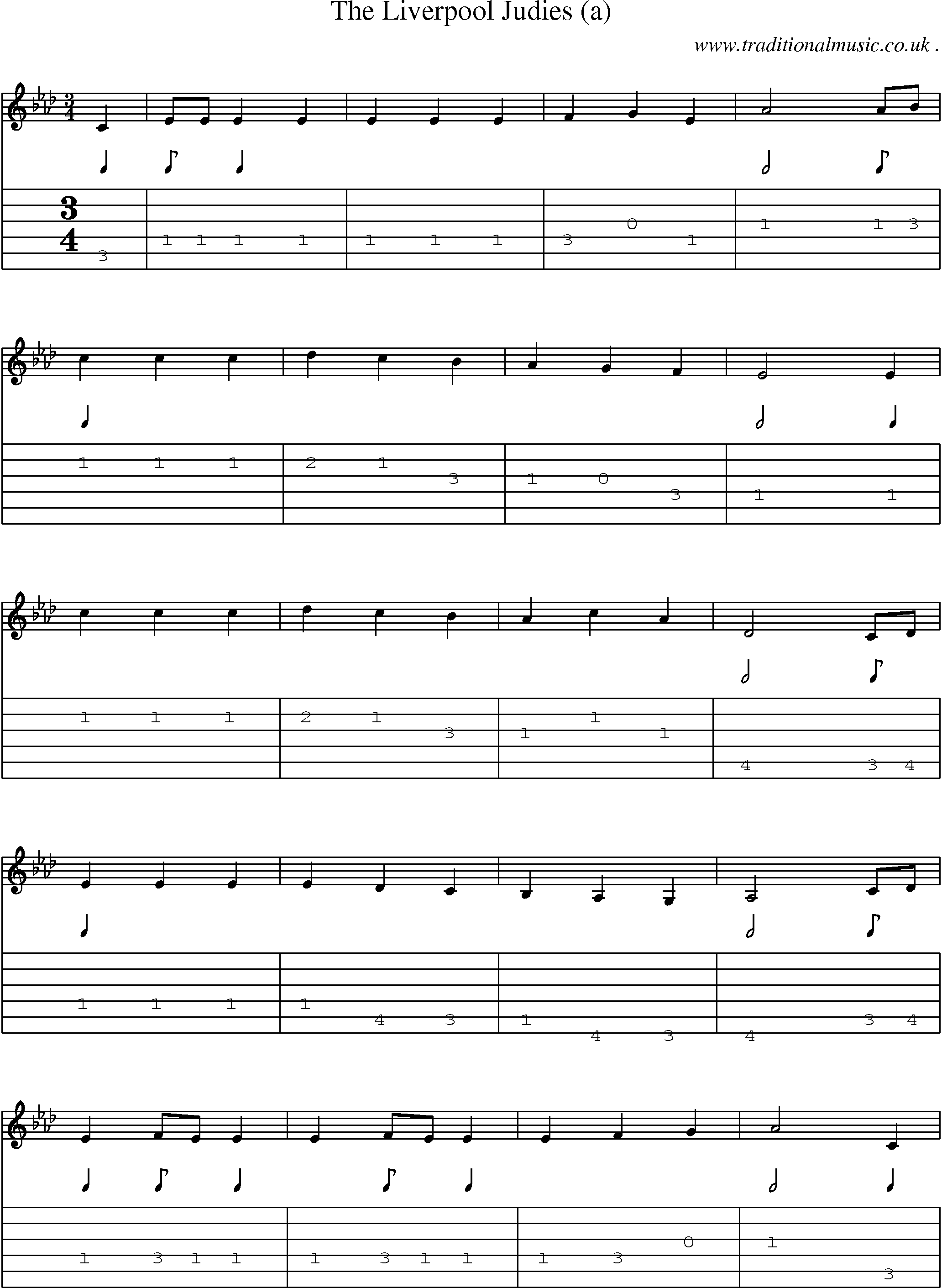 Sheet-Music and Guitar Tabs for The Liverpool Judies (a)