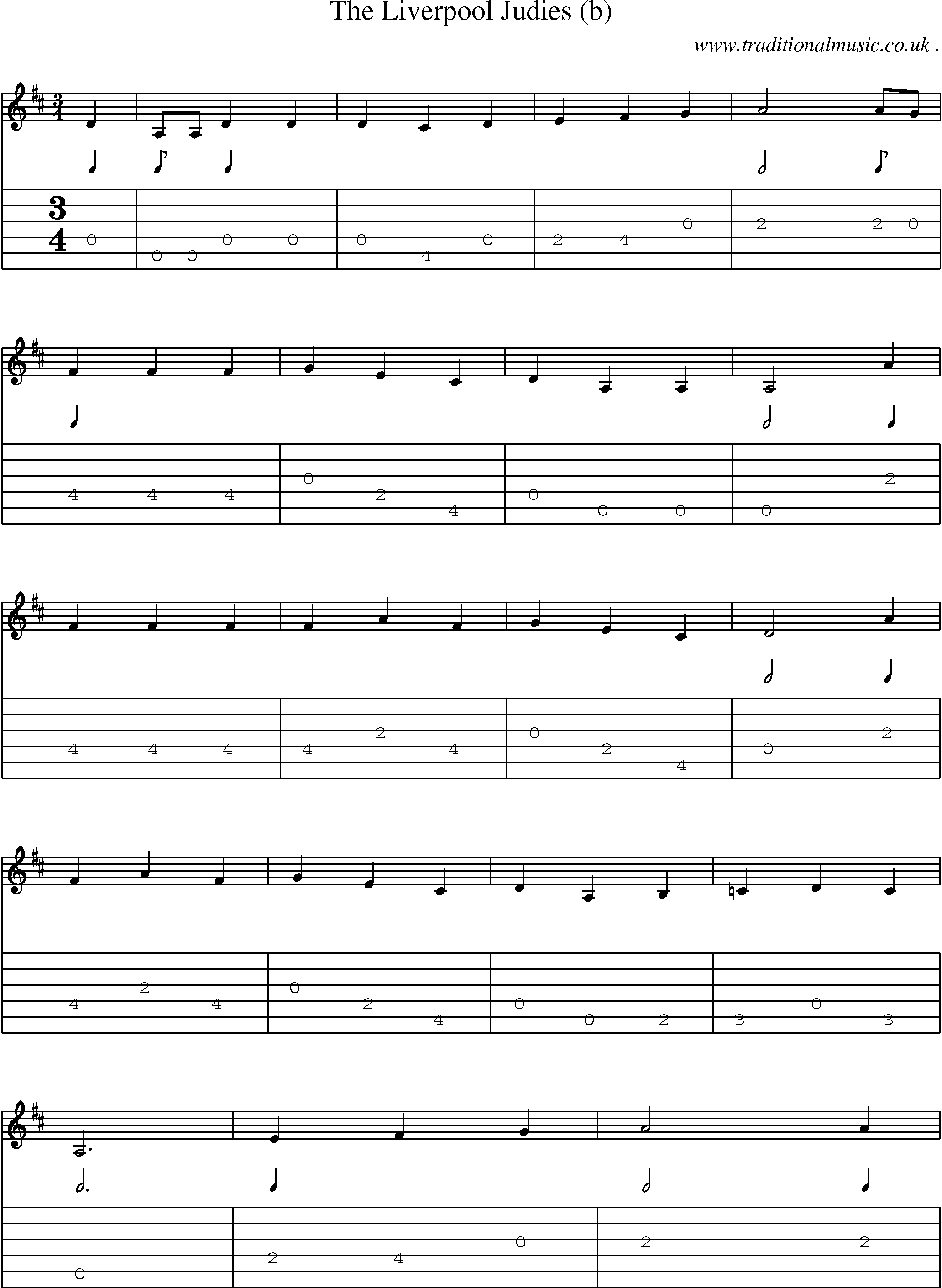 Sheet-Music and Guitar Tabs for The Liverpool Judies (b)