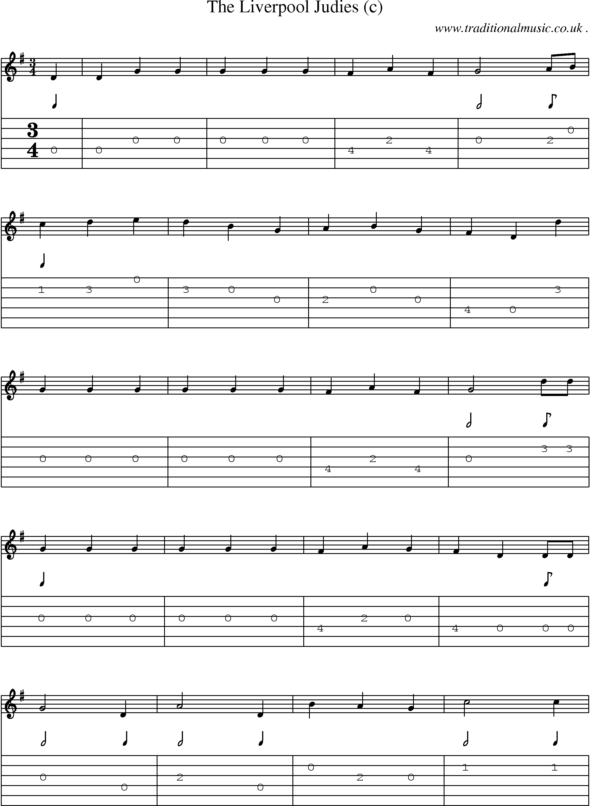 Sheet-Music and Guitar Tabs for The Liverpool Judies (c)