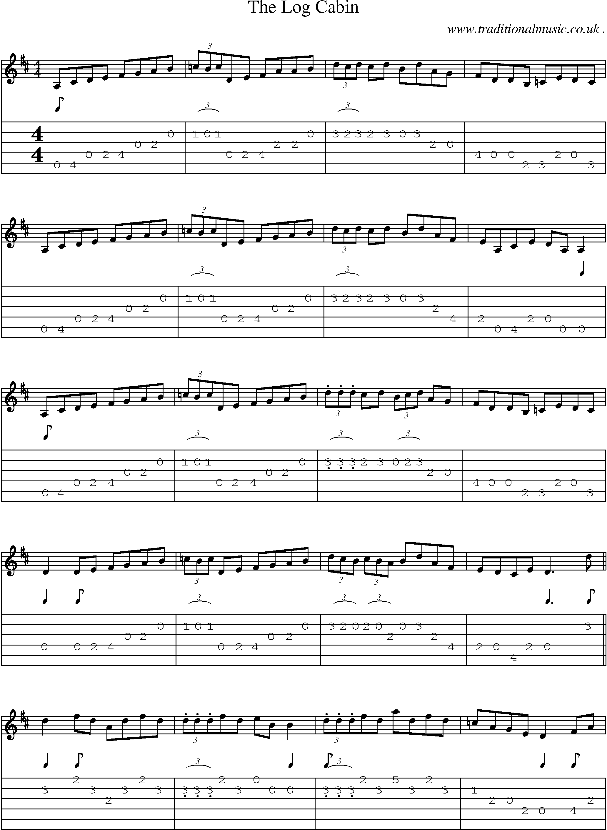 Sheet-Music and Guitar Tabs for The Log Cabin