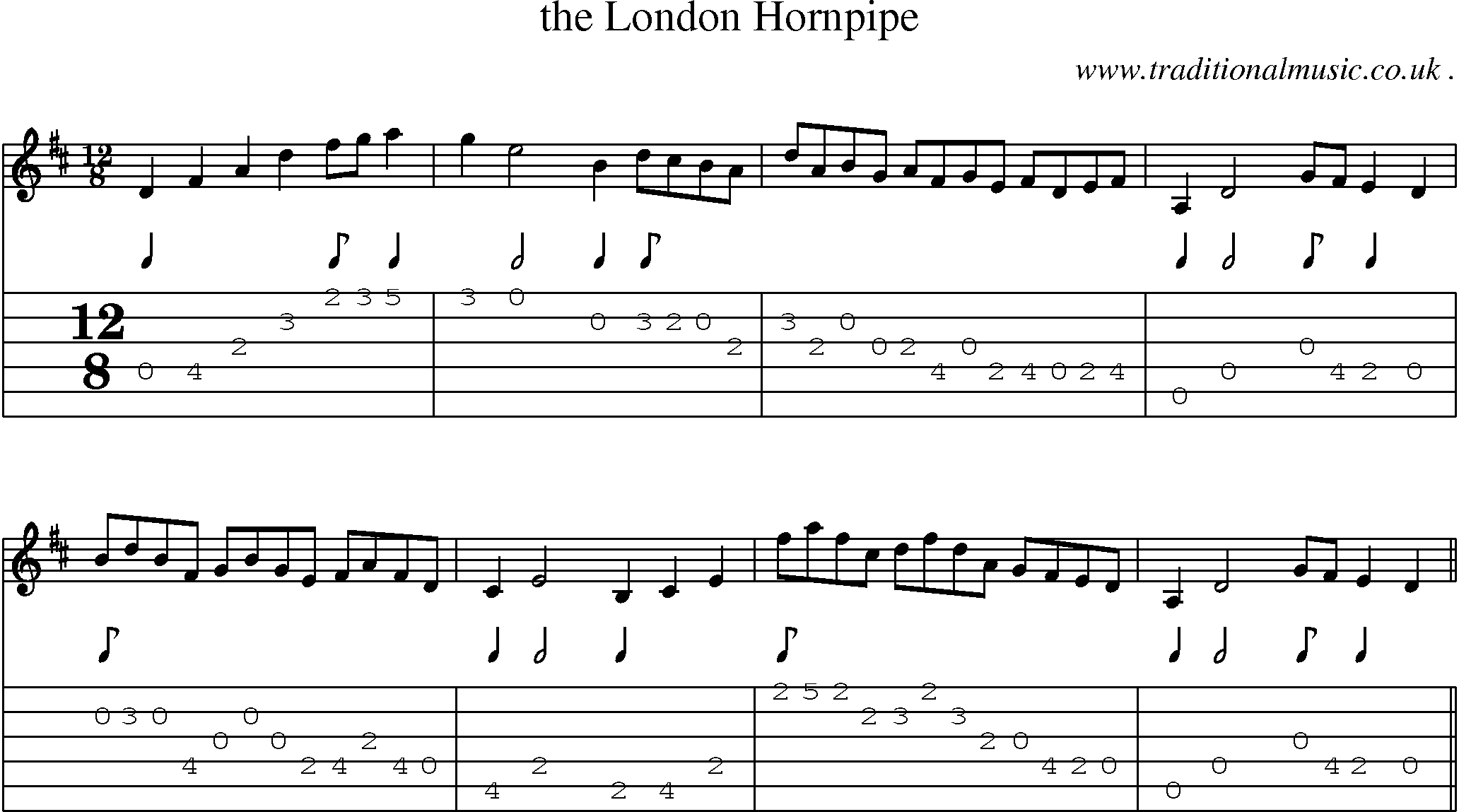 Sheet-Music and Guitar Tabs for The London Hornpipe