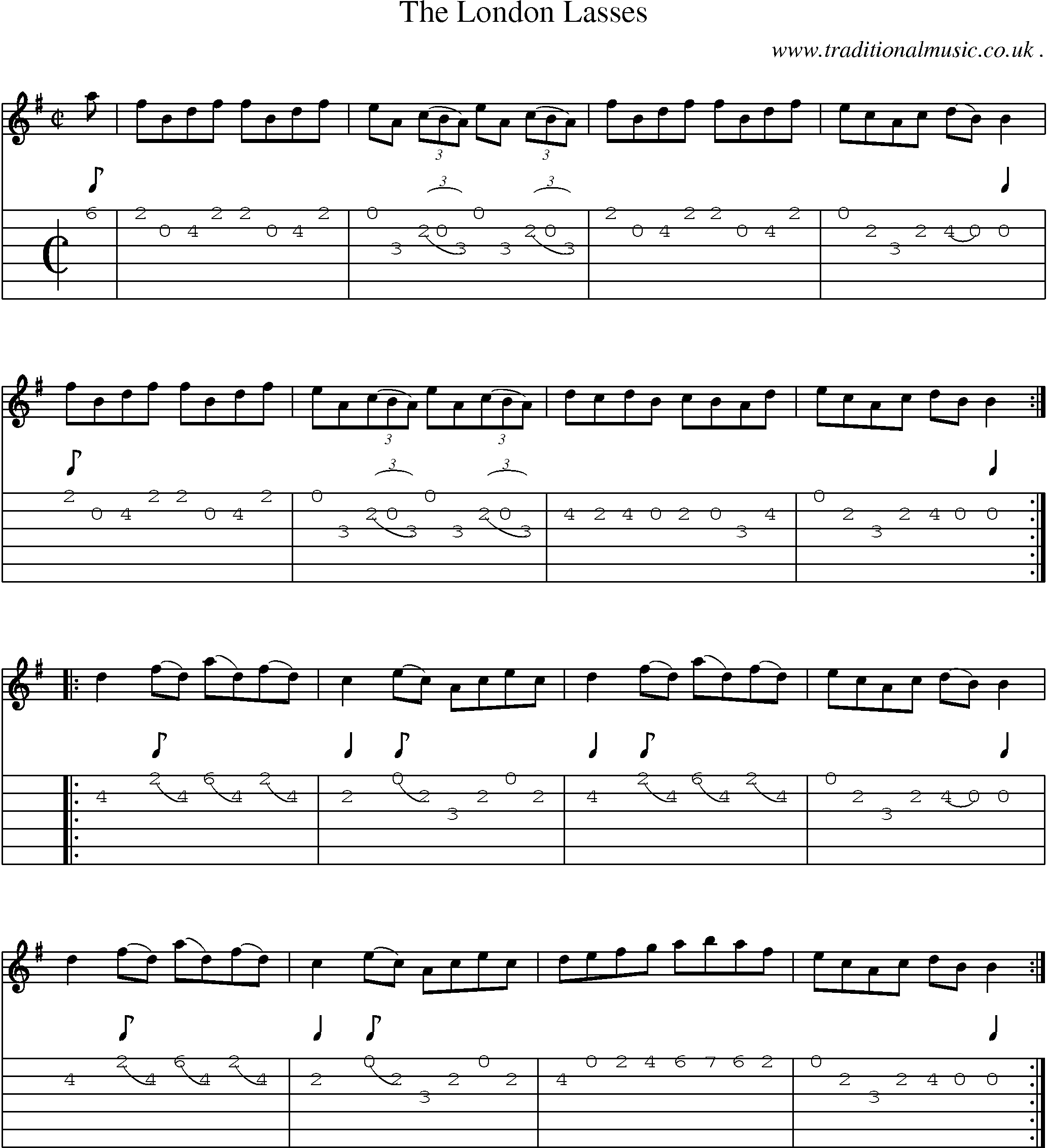 Sheet-Music and Guitar Tabs for The London Lasses