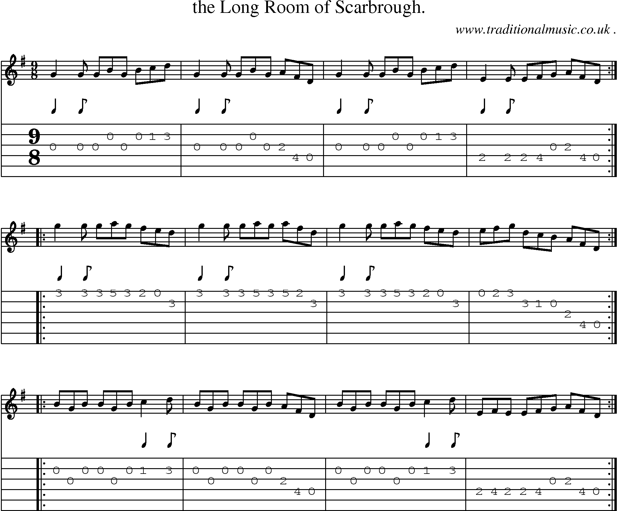 Sheet-Music and Guitar Tabs for The Long Room Of Scarbrough
