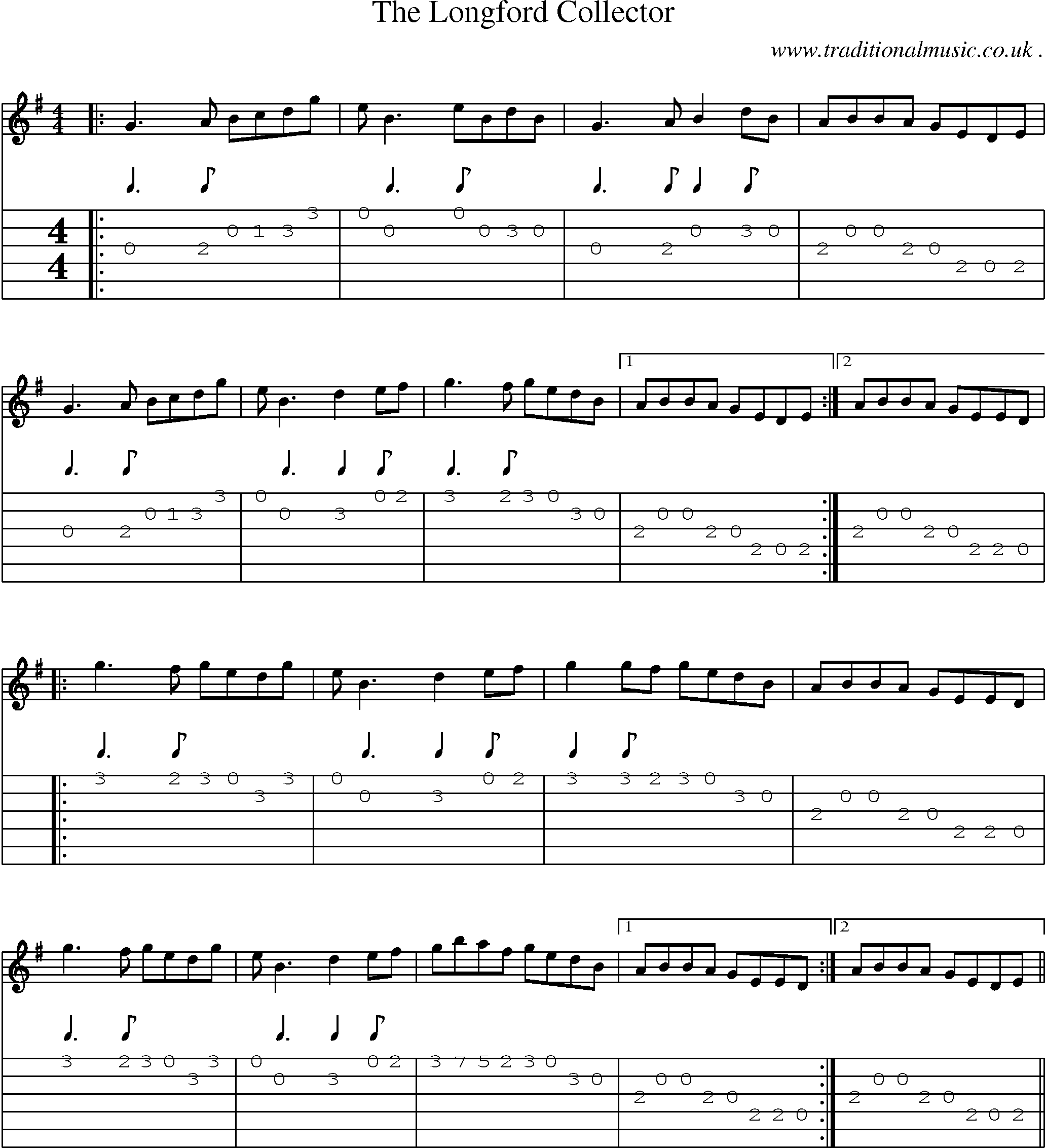 Sheet-Music and Guitar Tabs for The Longford Collector