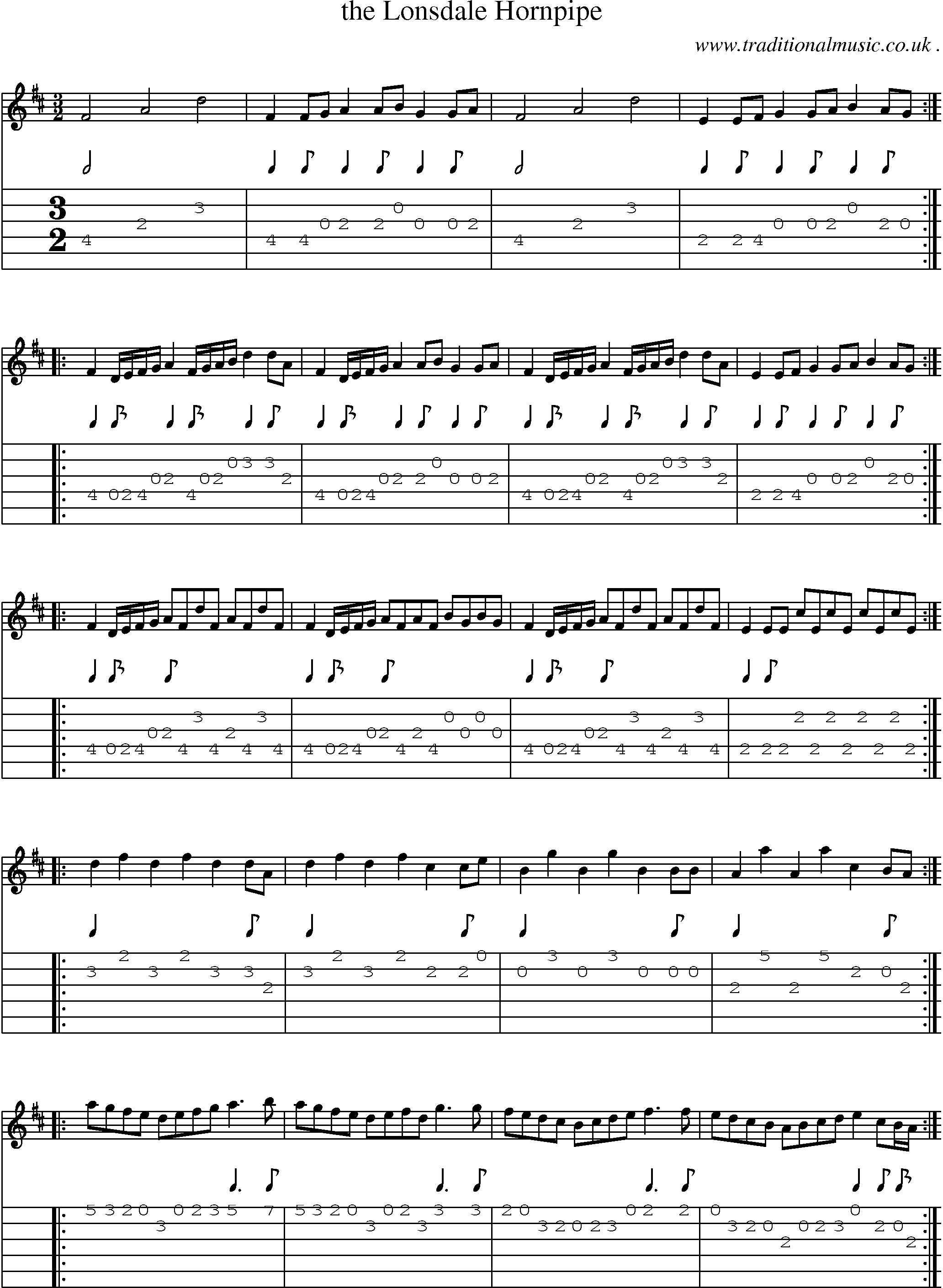 Sheet-Music and Guitar Tabs for The Lonsdale Hornpipe