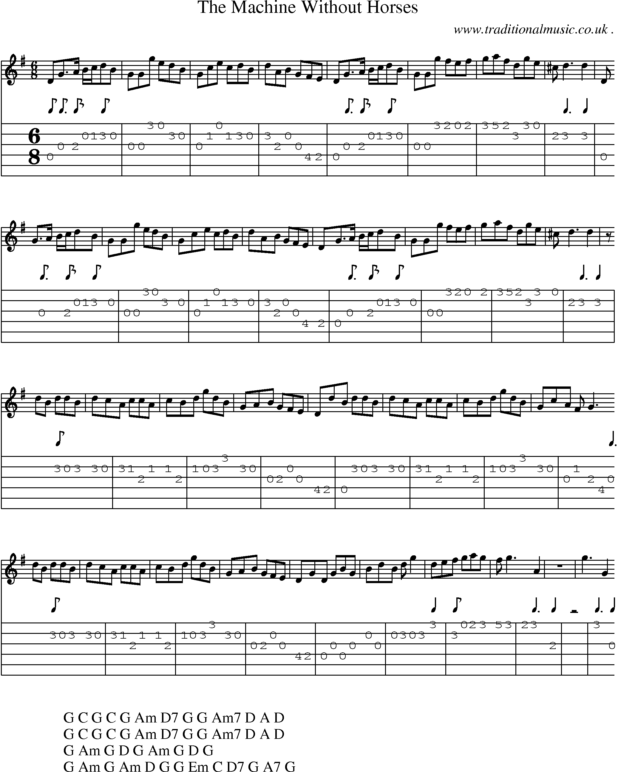 Sheet-Music and Guitar Tabs for The Machine Without Horses
