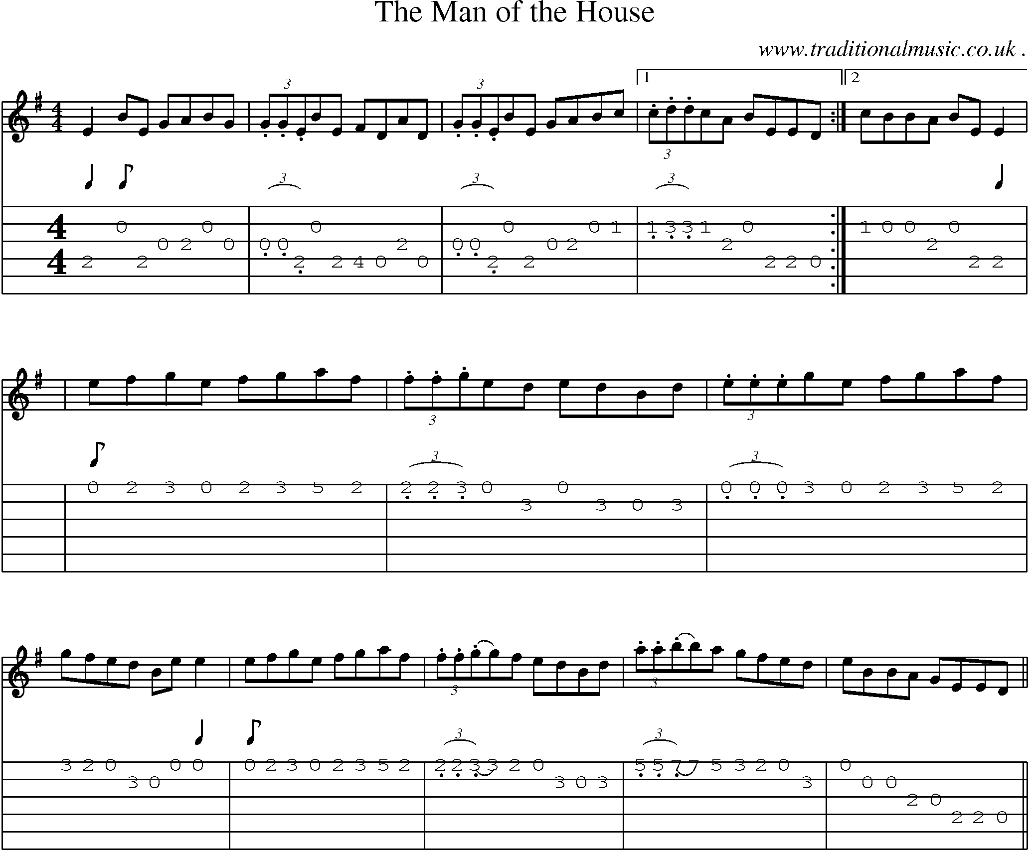 Sheet-Music and Guitar Tabs for The Man Of The House