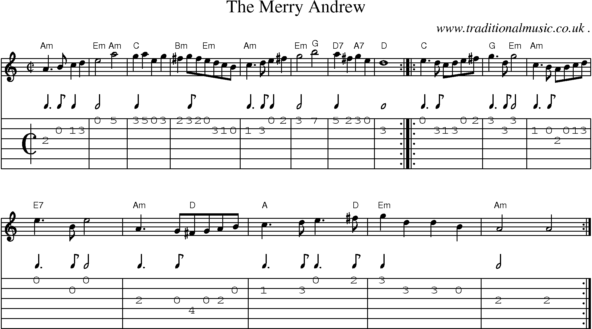 Sheet-Music and Guitar Tabs for The Merry Andrew