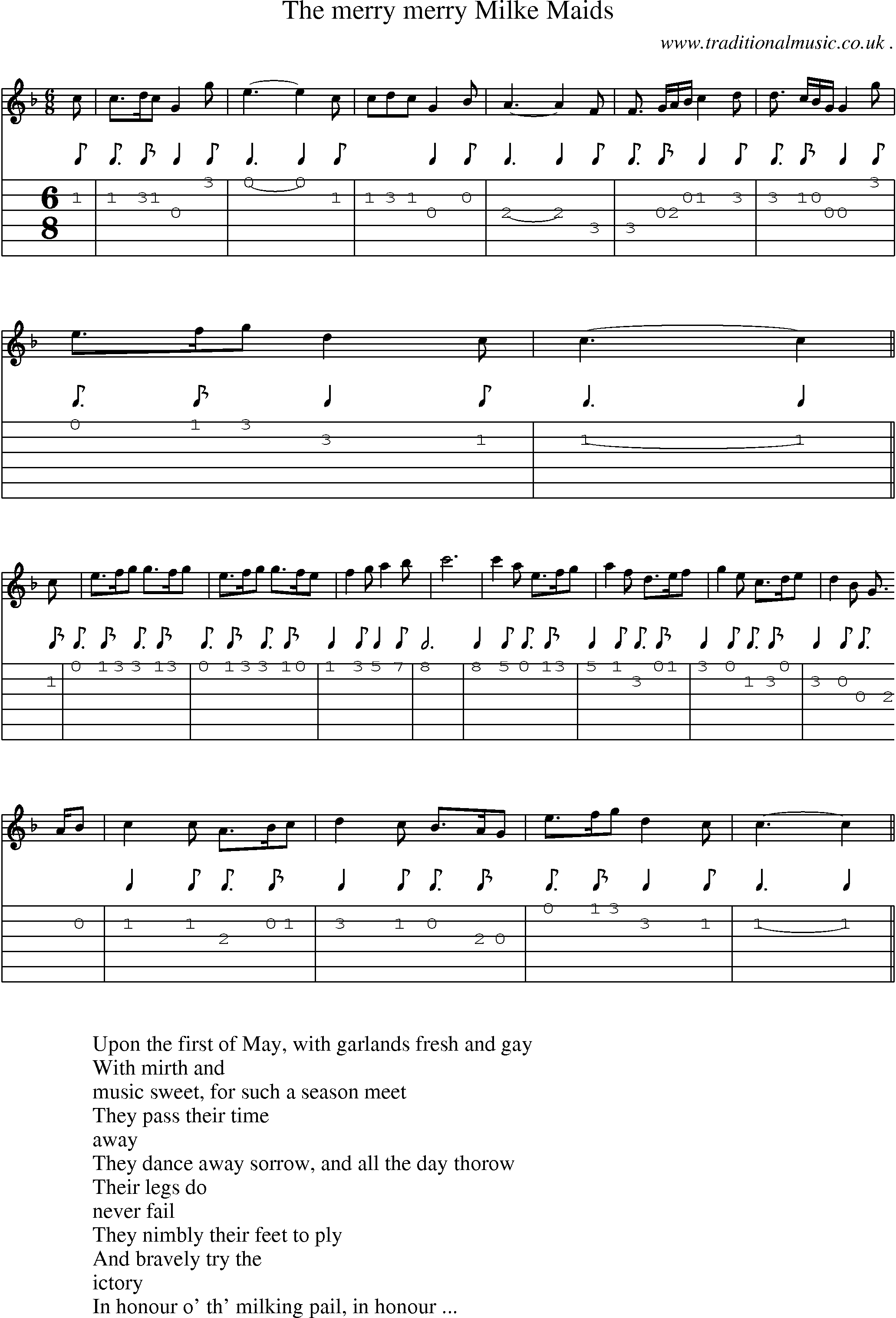 Sheet-Music and Guitar Tabs for The Merry Merry Milke Maids