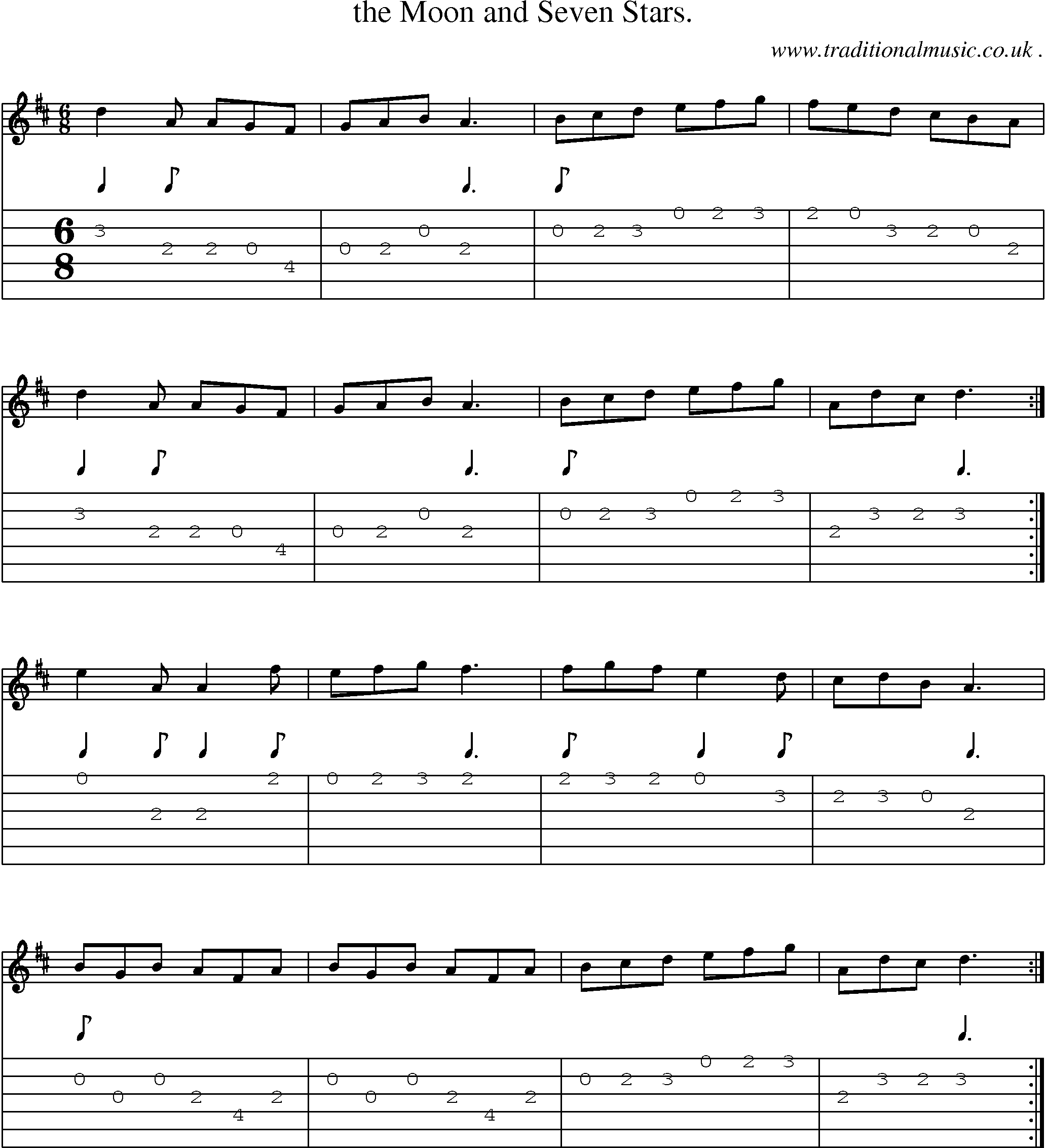 Sheet-Music and Guitar Tabs for The Moon And Seven Stars