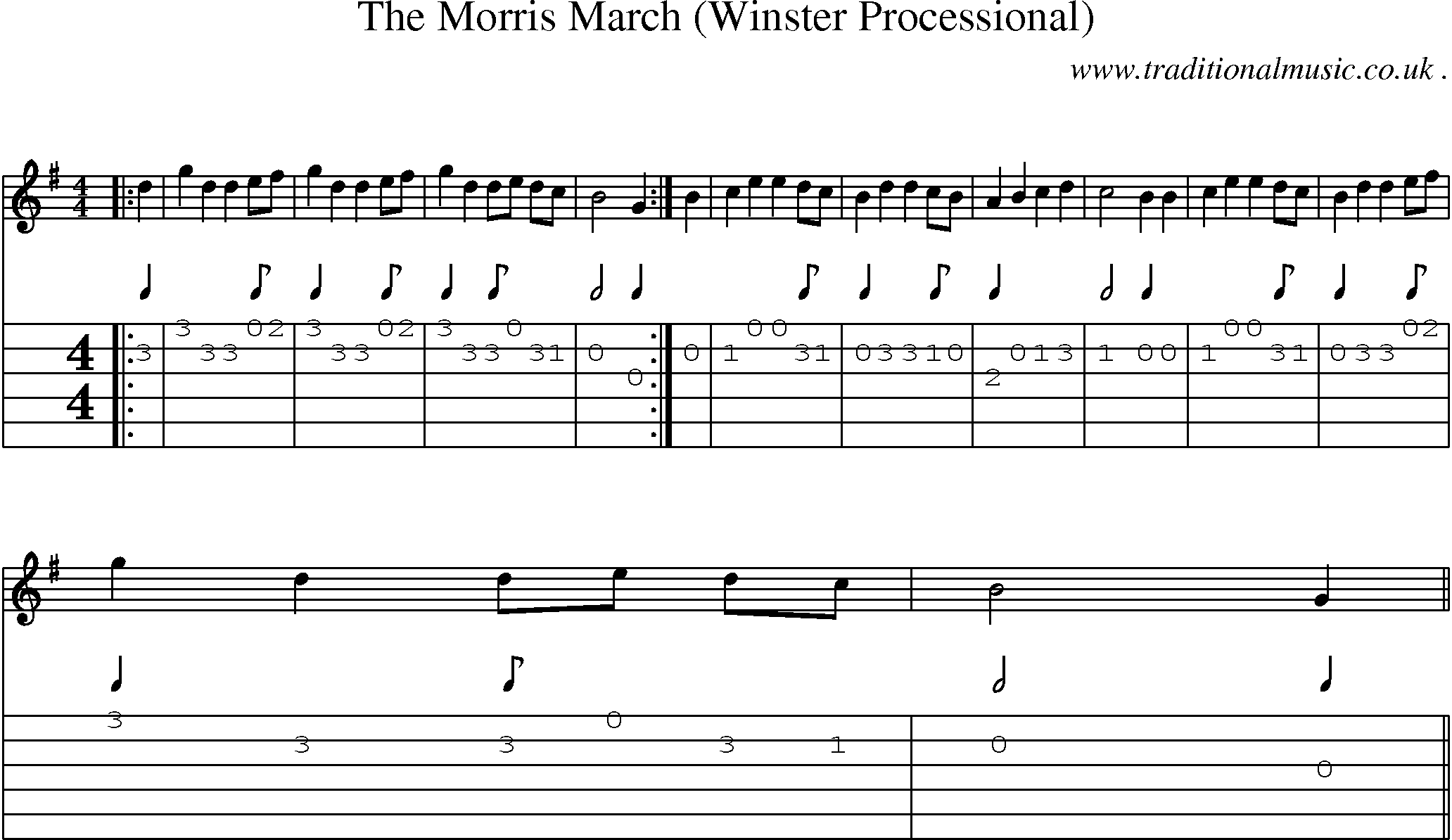 Sheet-Music and Guitar Tabs for The Morris March (winster Processional)