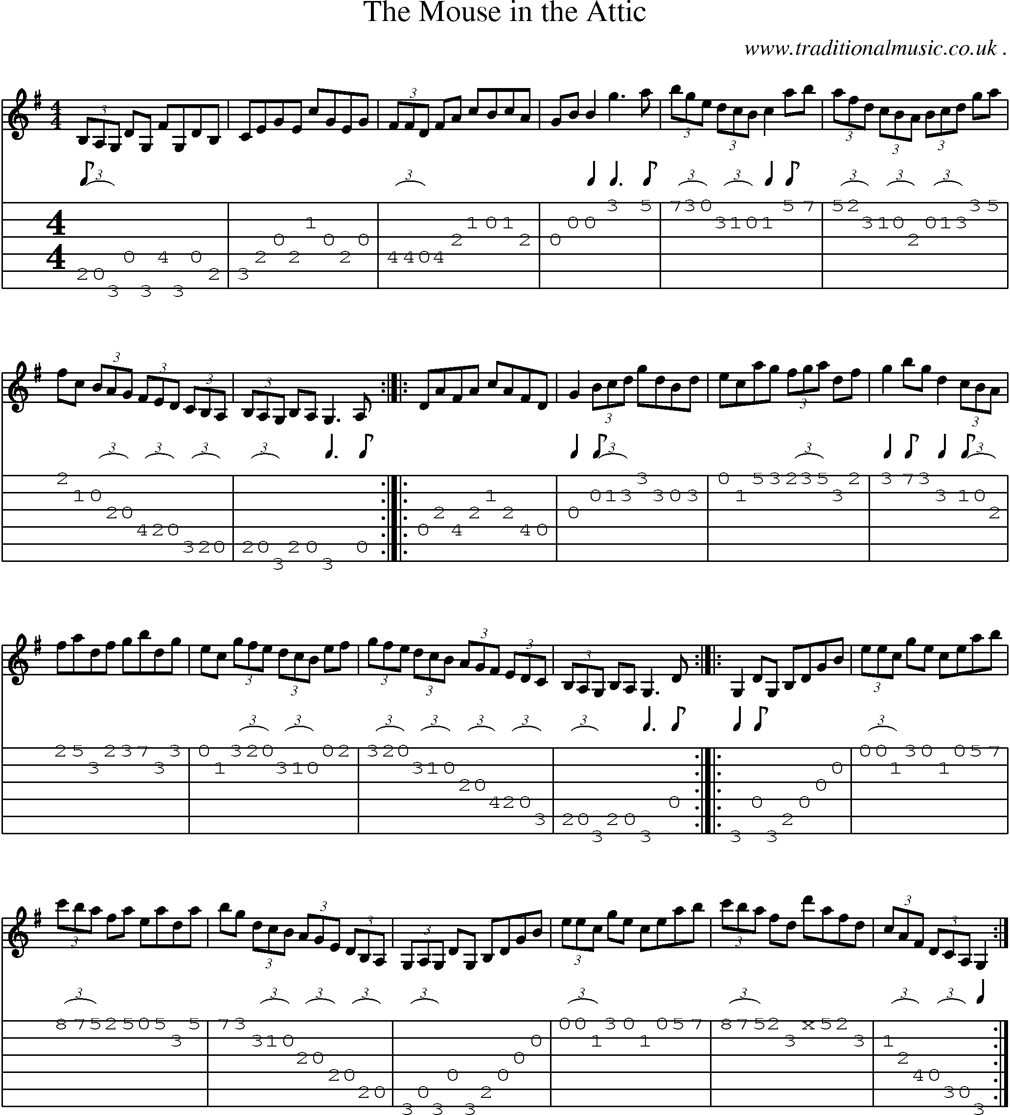 Sheet-Music and Guitar Tabs for The Mouse In The Attic