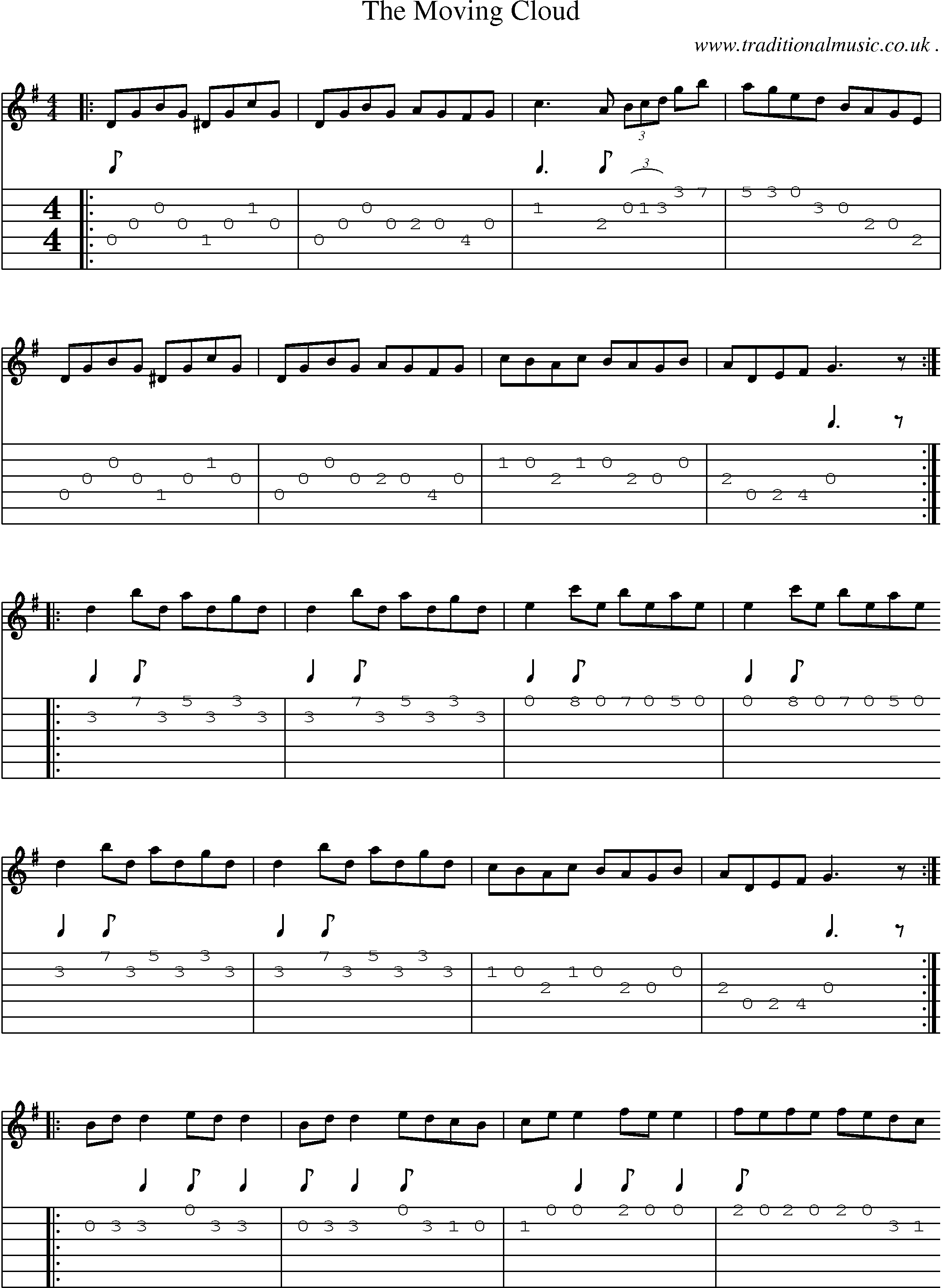 Sheet-Music and Guitar Tabs for The Moving Cloud