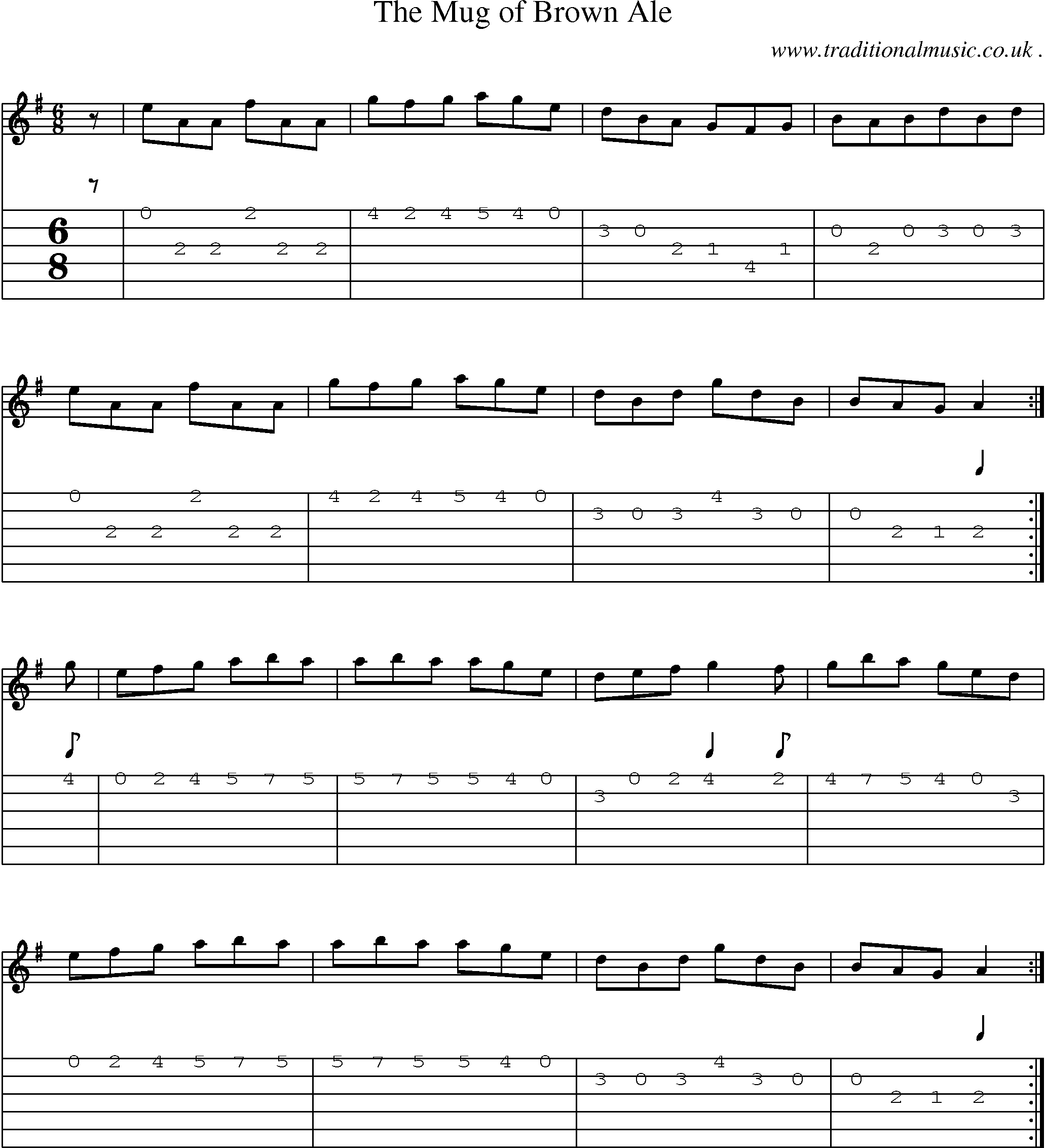 Sheet-Music and Guitar Tabs for The Mug Of Brown Ale
