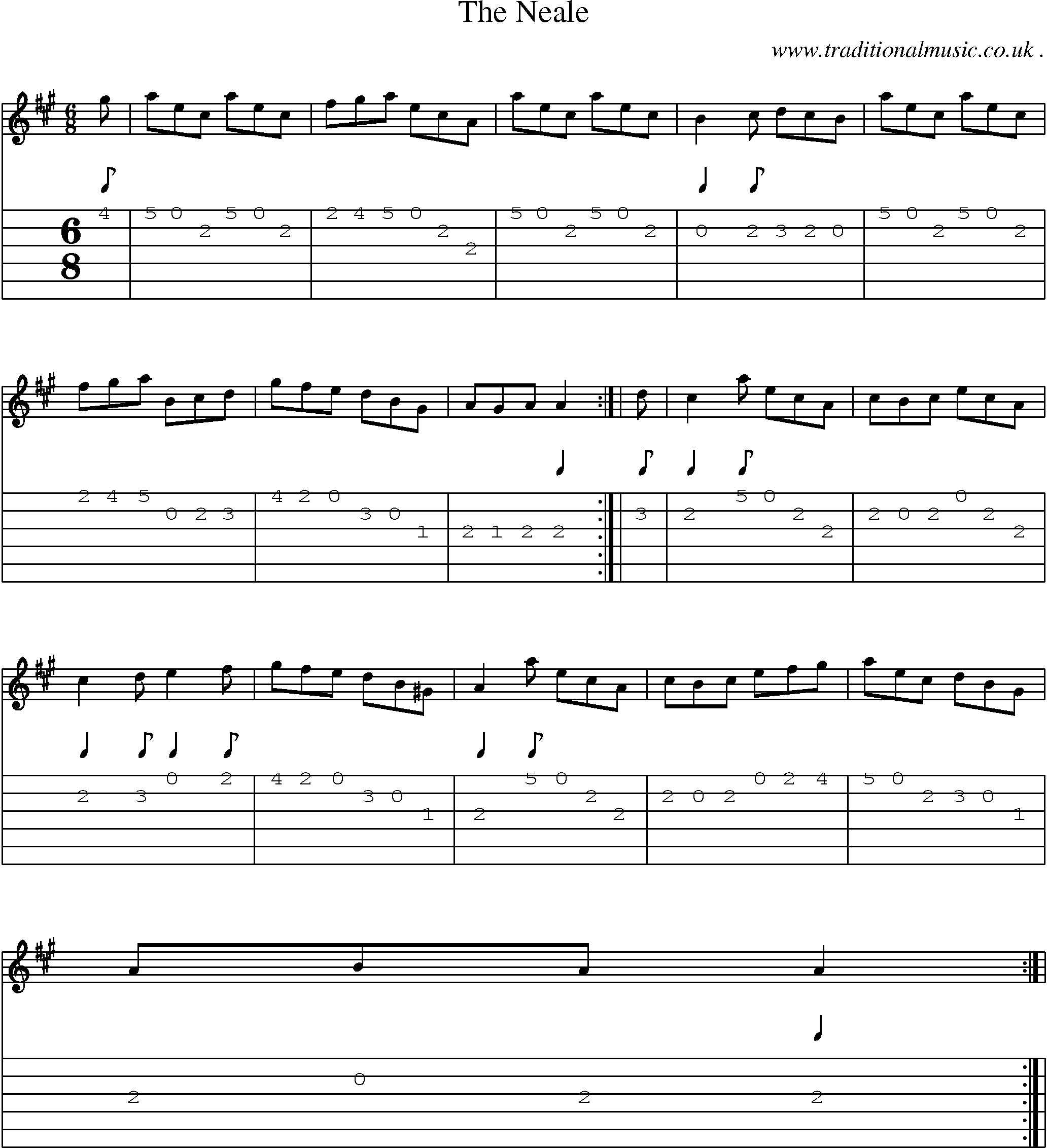 Sheet-Music and Guitar Tabs for The Neale