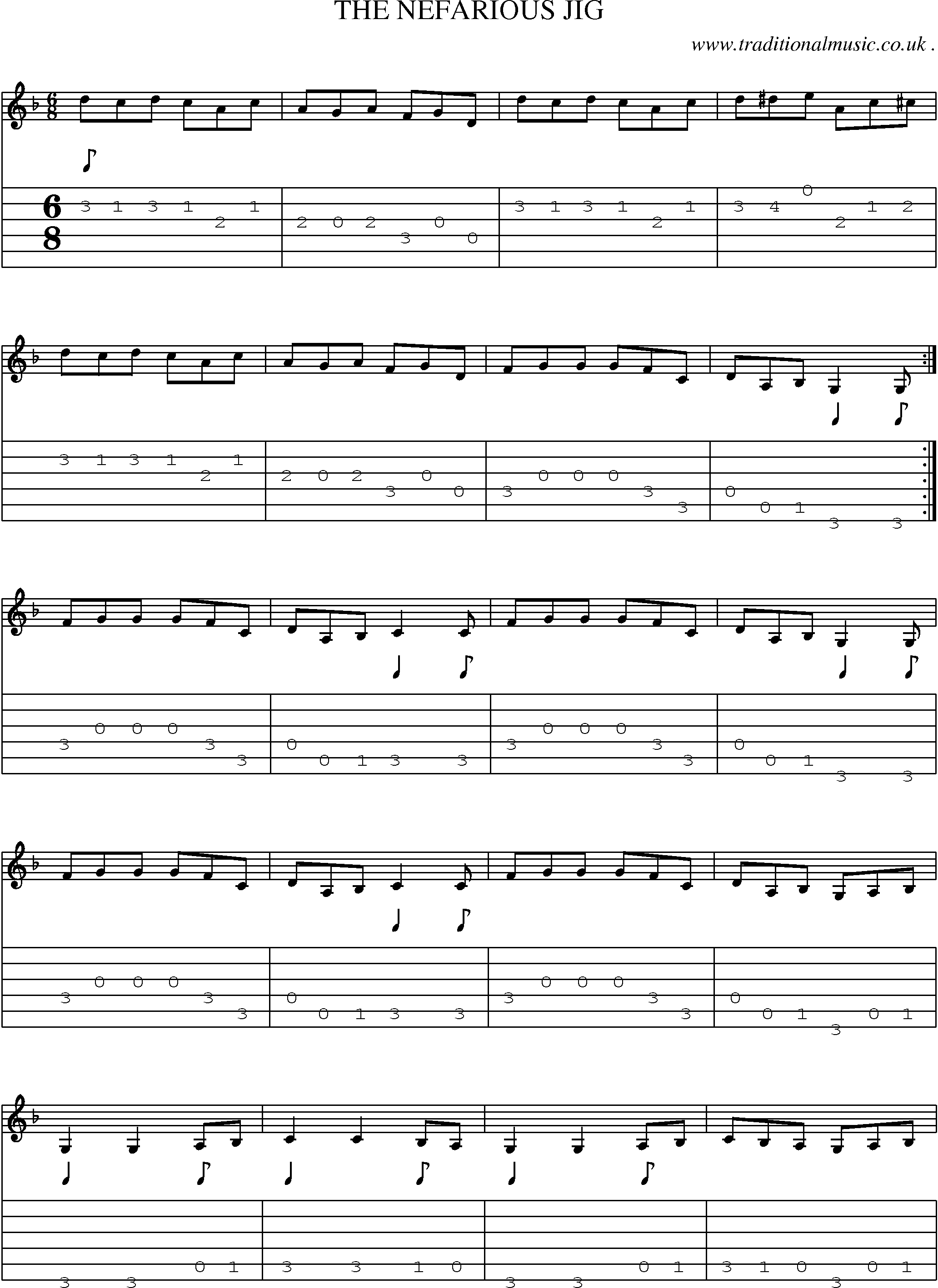 Sheet-Music and Guitar Tabs for The Nefarious Jig