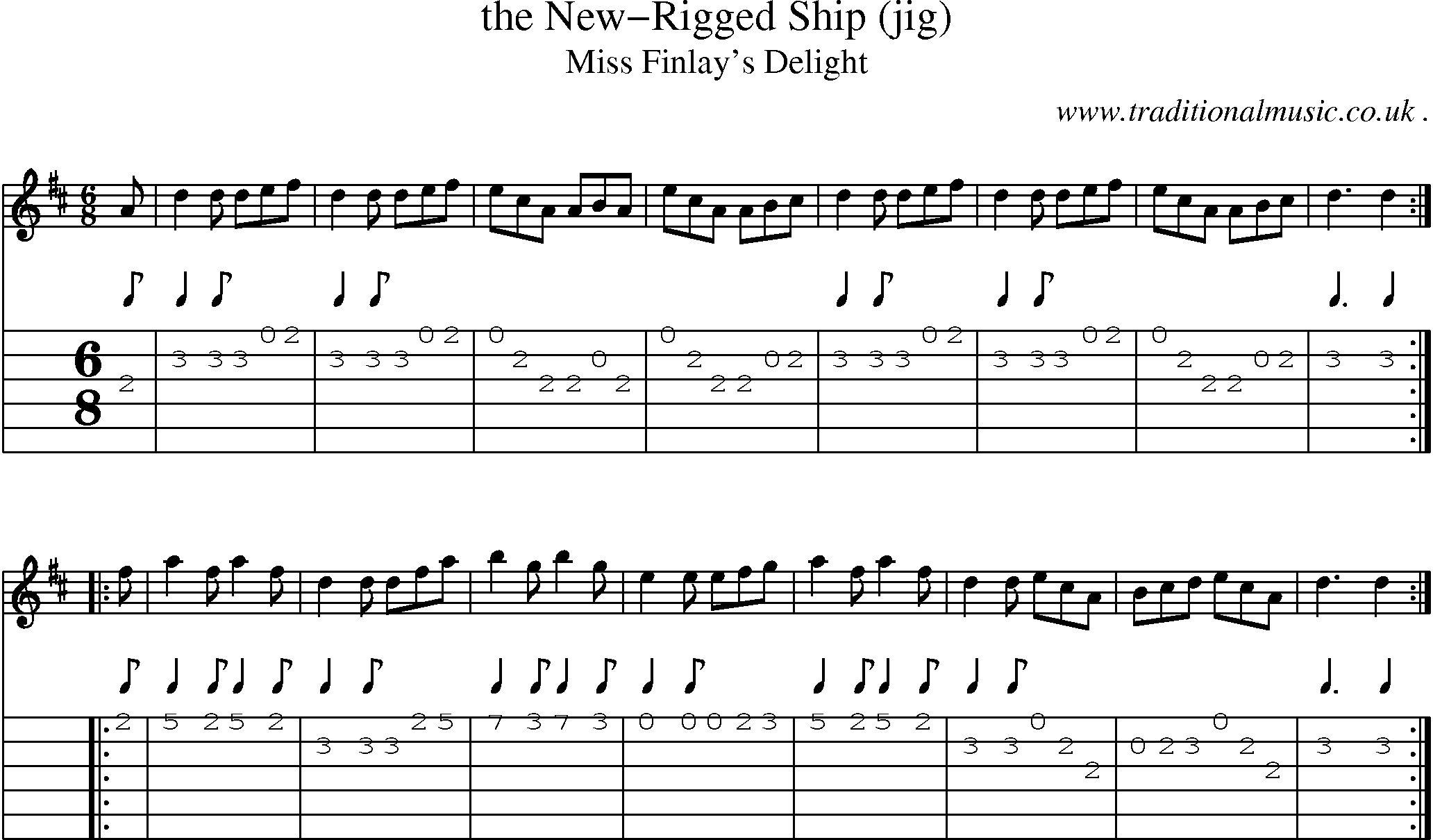 Sheet-Music and Guitar Tabs for The New-rigged Ship (jig)