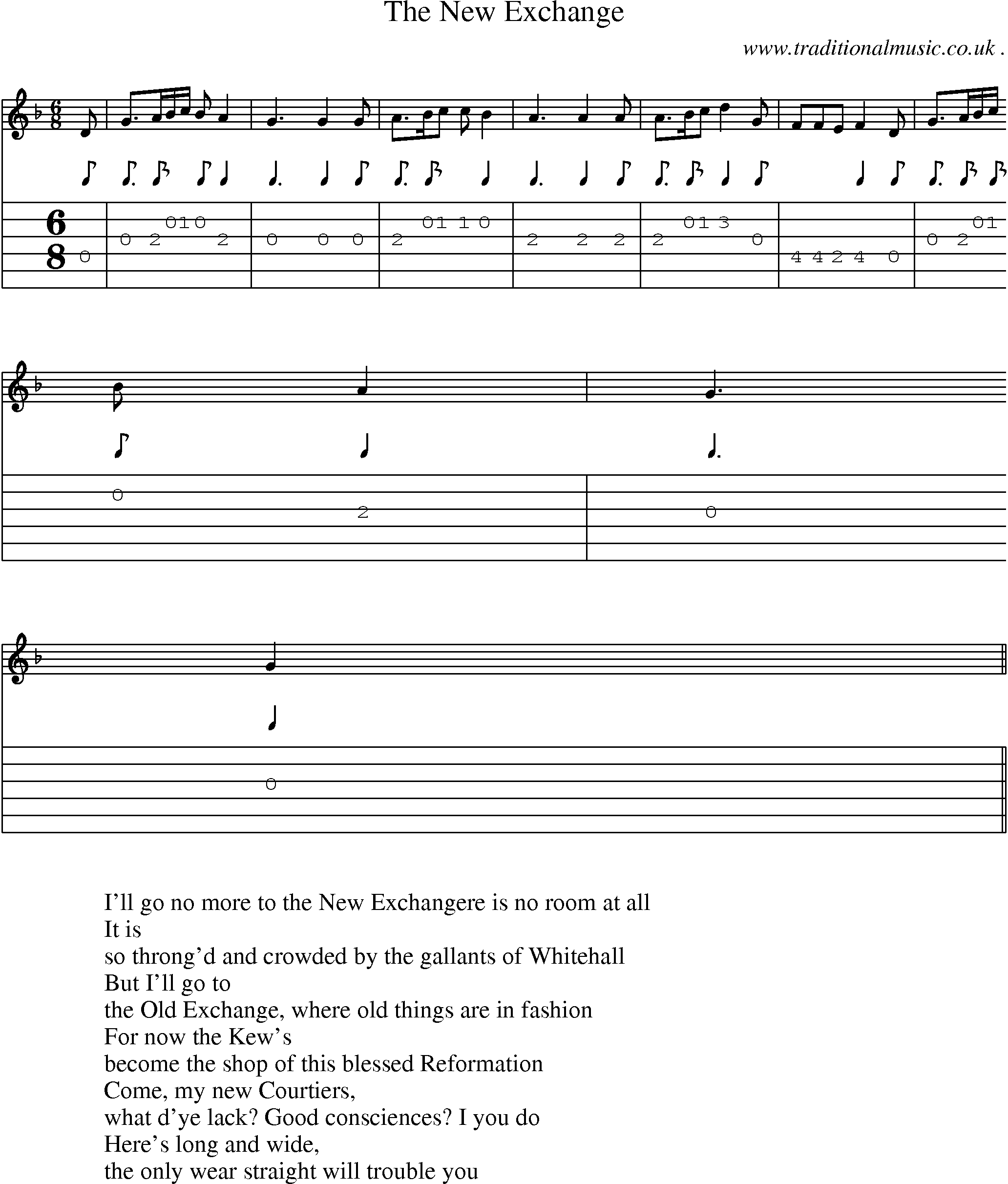 Sheet-Music and Guitar Tabs for The New Exchange