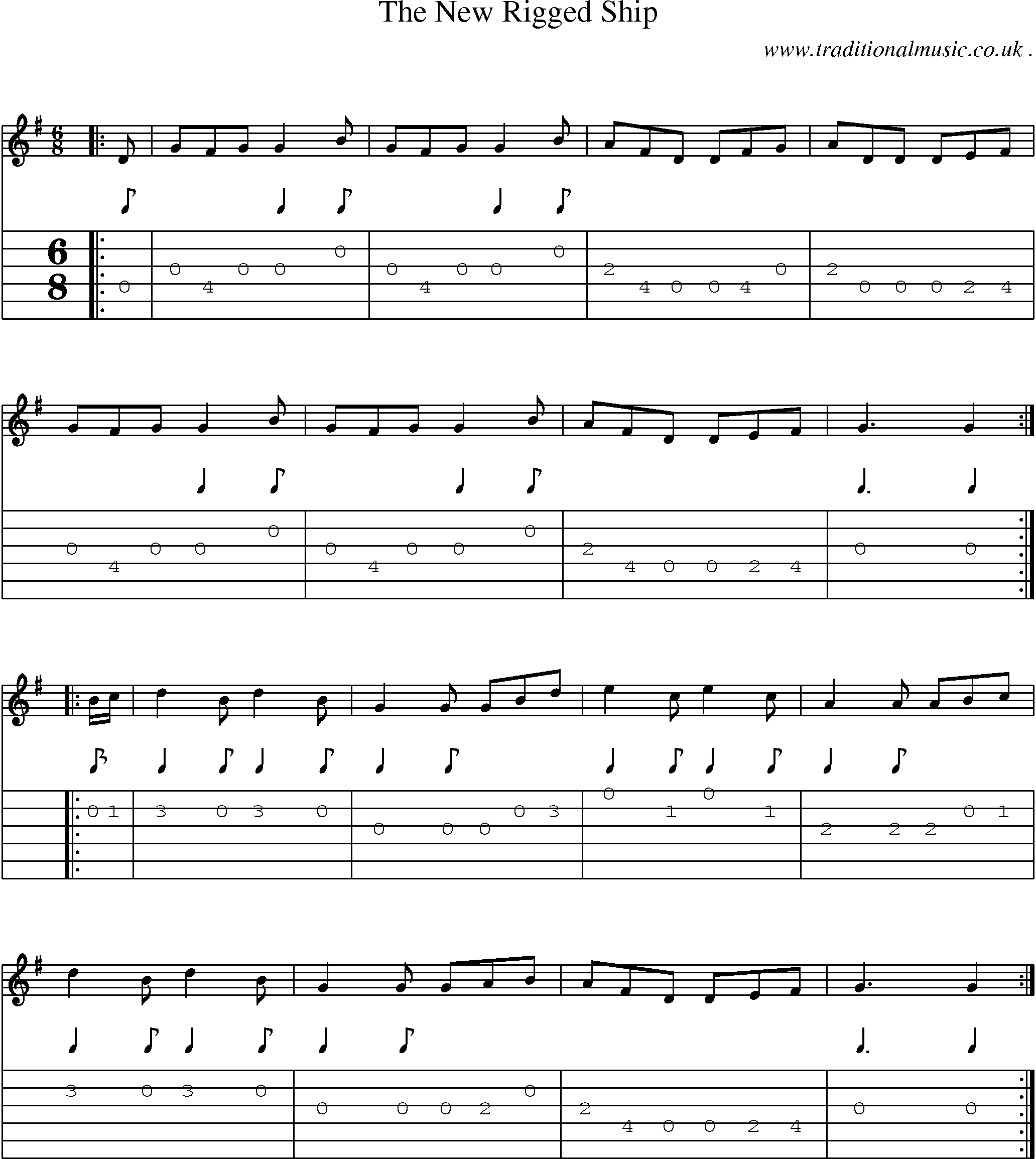Sheet-Music and Guitar Tabs for The New Rigged Ship