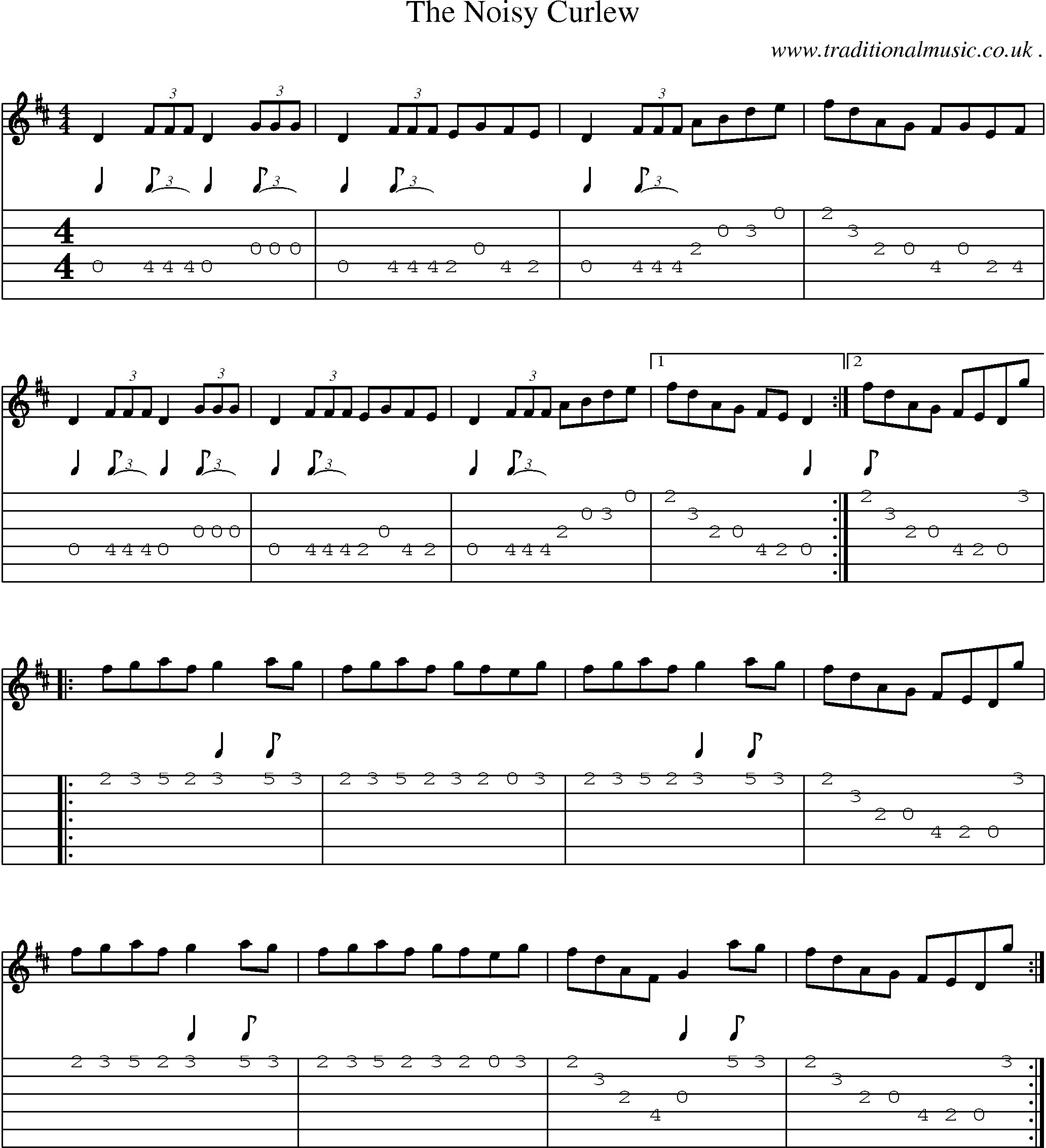 Sheet-Music and Guitar Tabs for The Noisy Curlew
