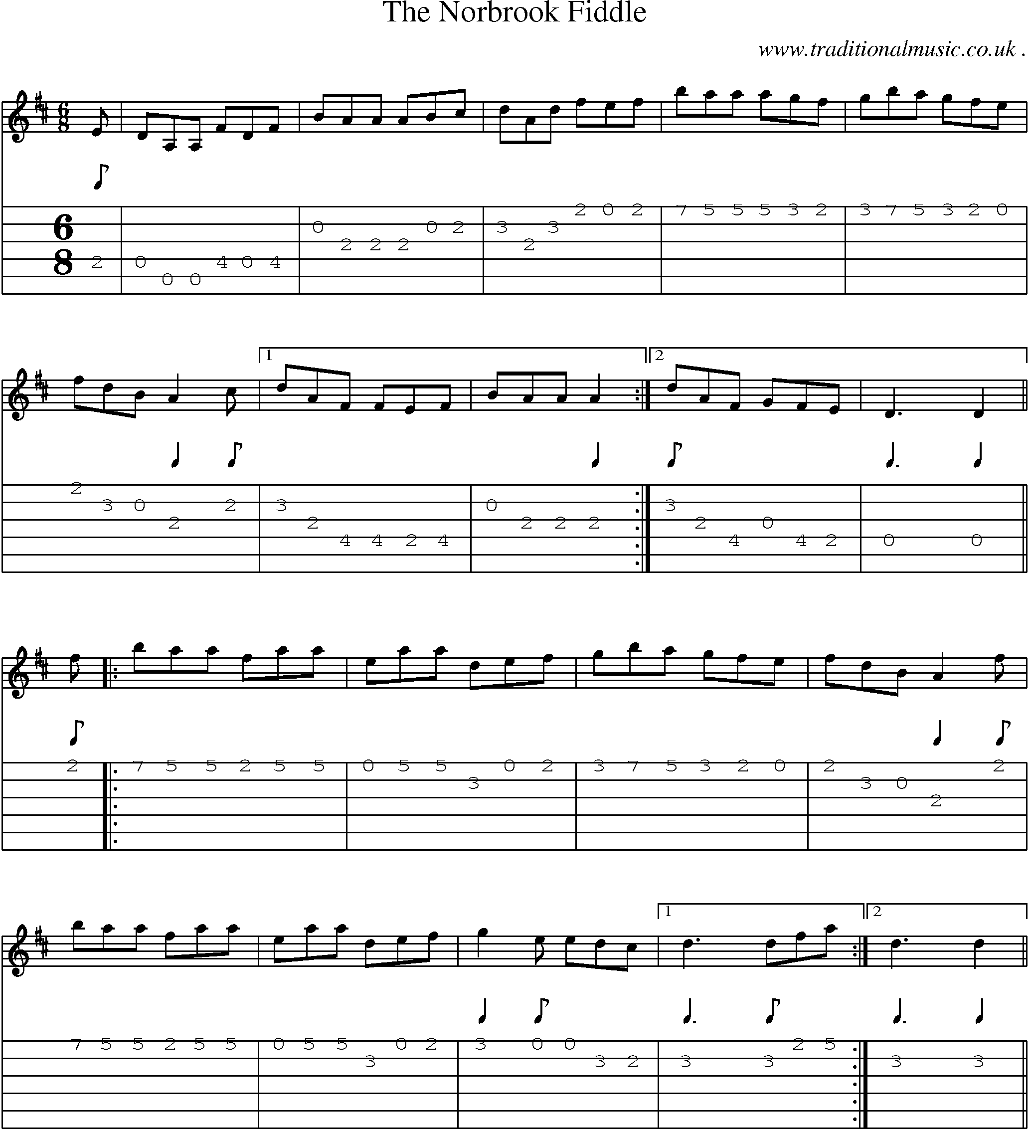 Sheet-Music and Guitar Tabs for The Norbrook Fiddle