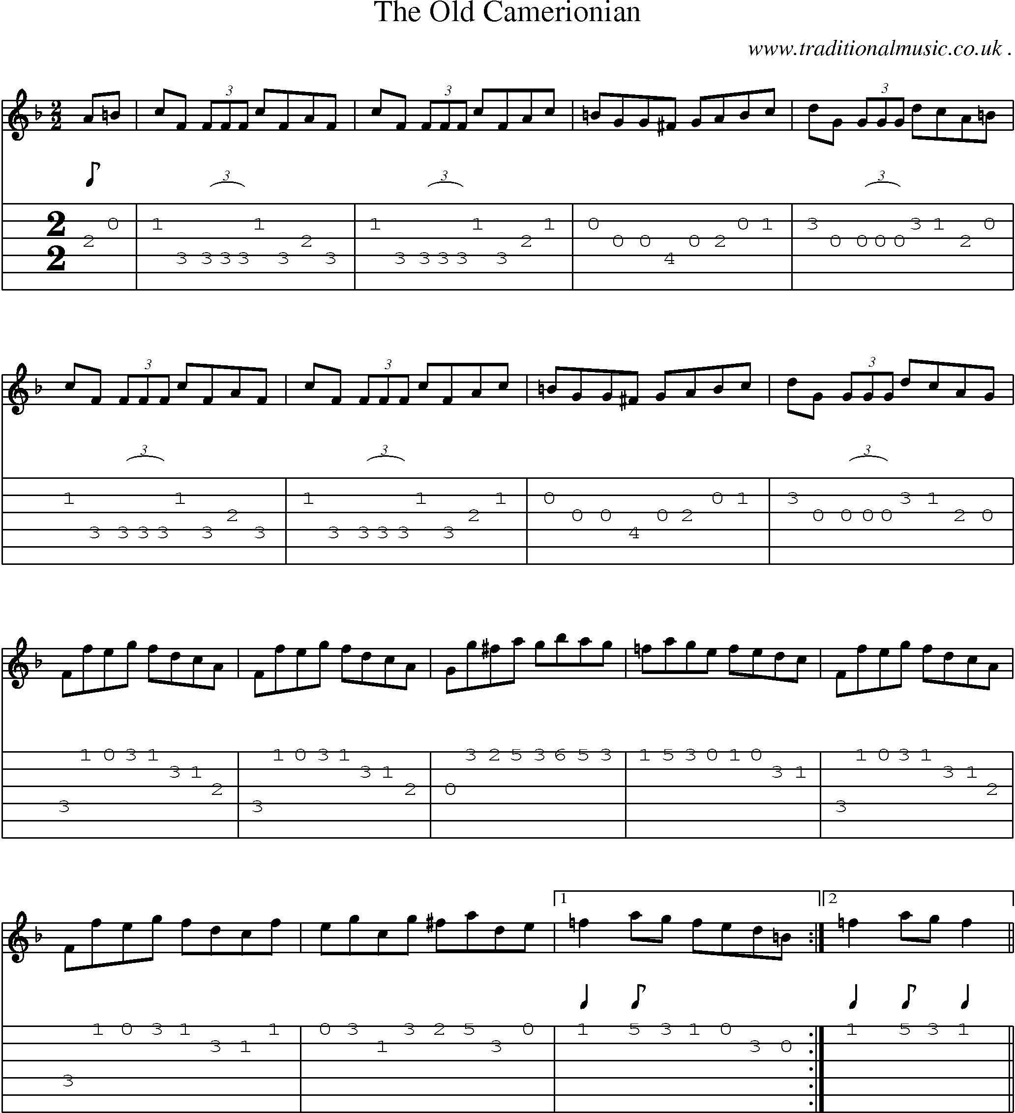 Sheet-Music and Guitar Tabs for The Old Camerionian